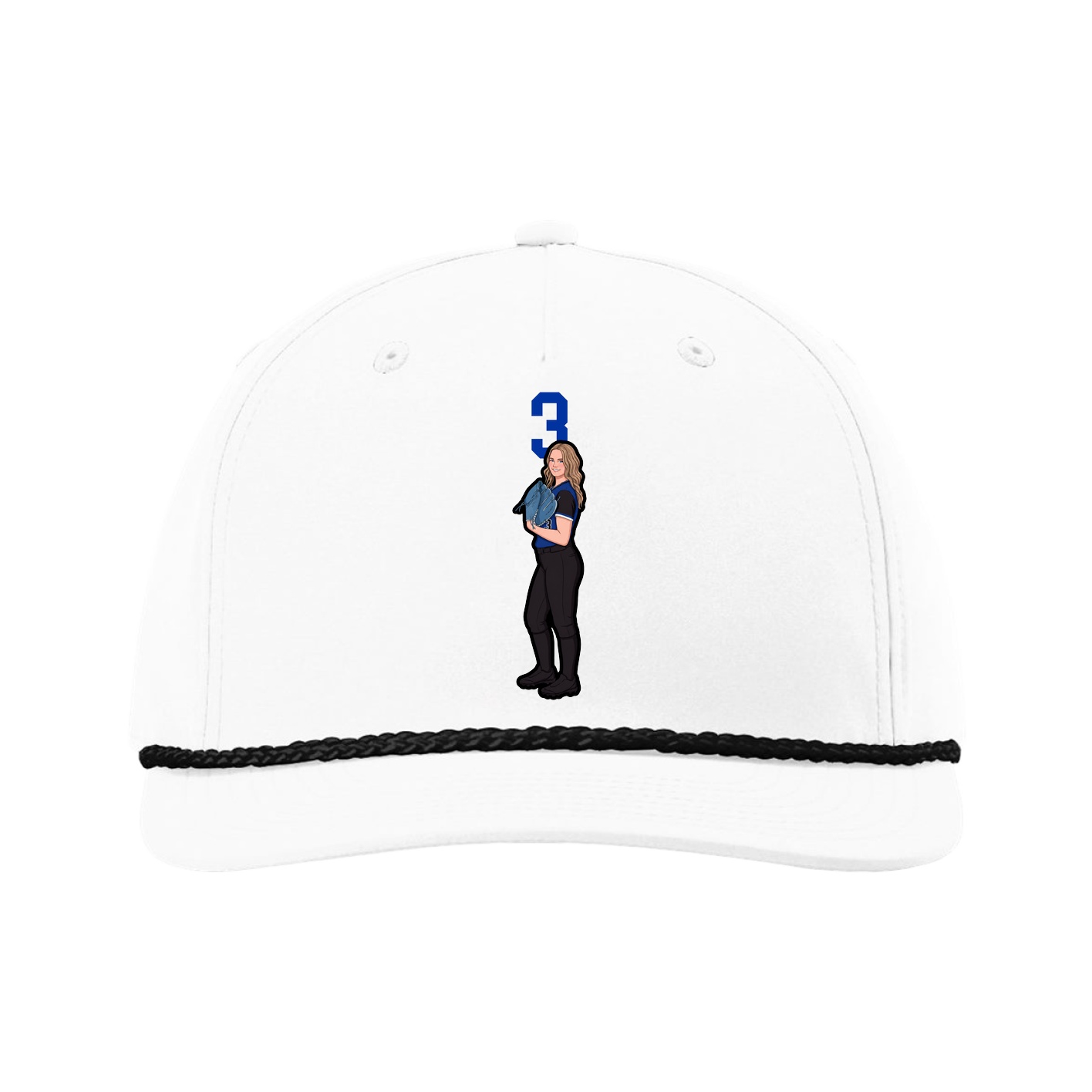 Five-Panel Classic Rope Cap — Number Top in White