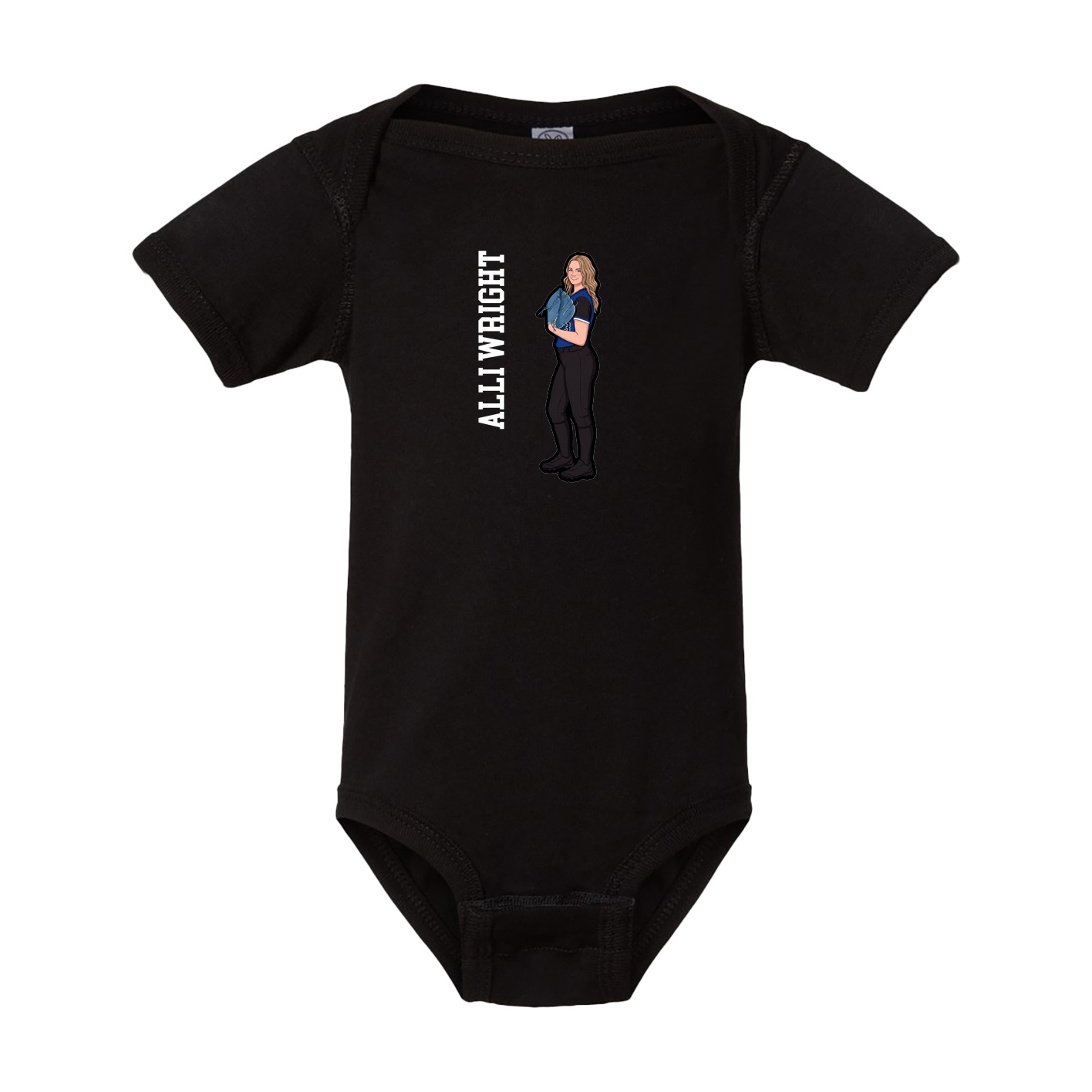 Baby Onesie — Name Vertical in Black