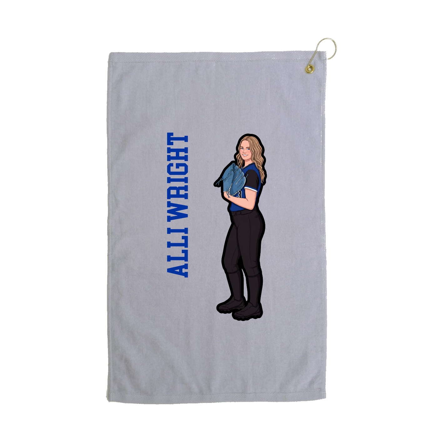 Golf Towel — Name Vertical in Grey