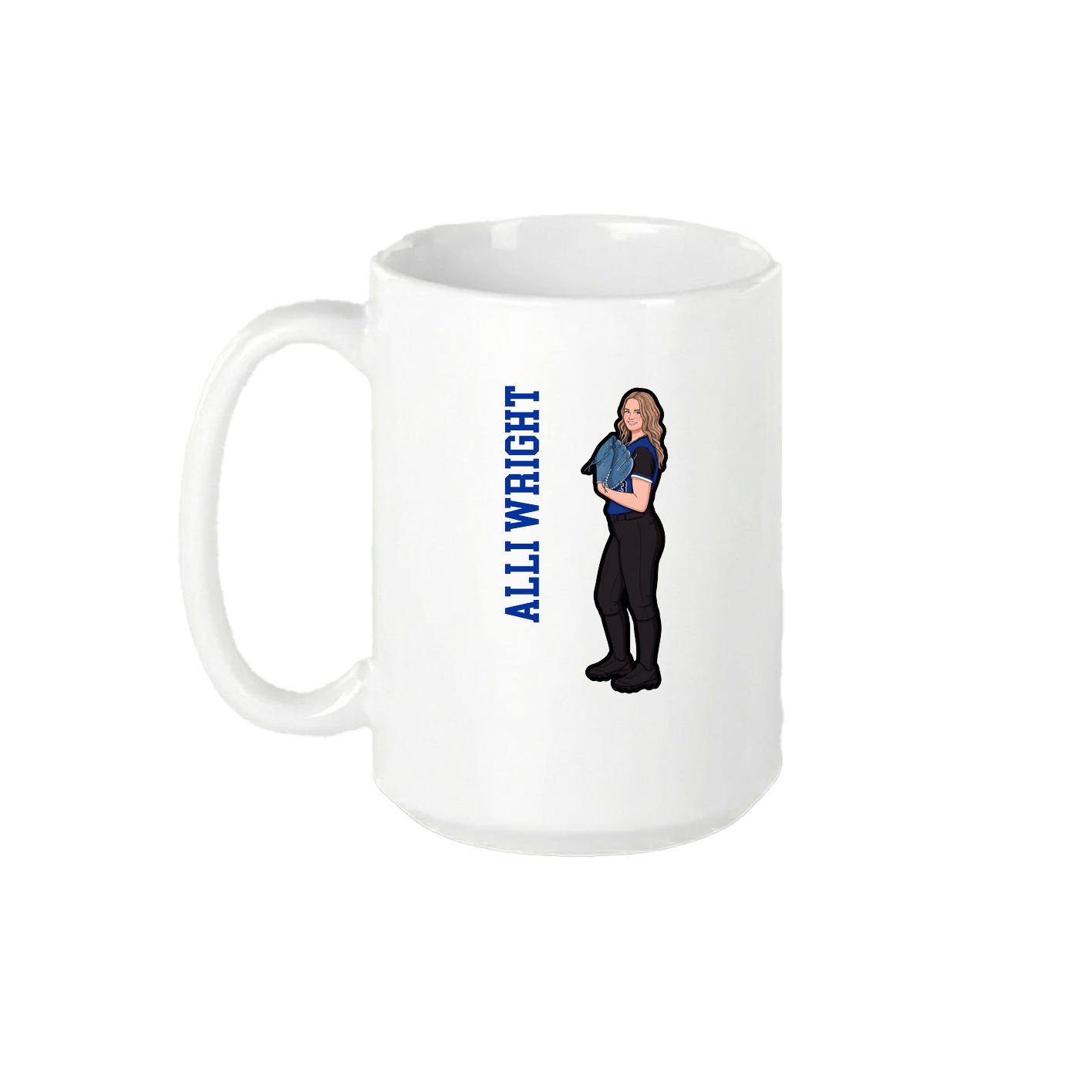 15oz Coffee Mug — Name Vertical in White
