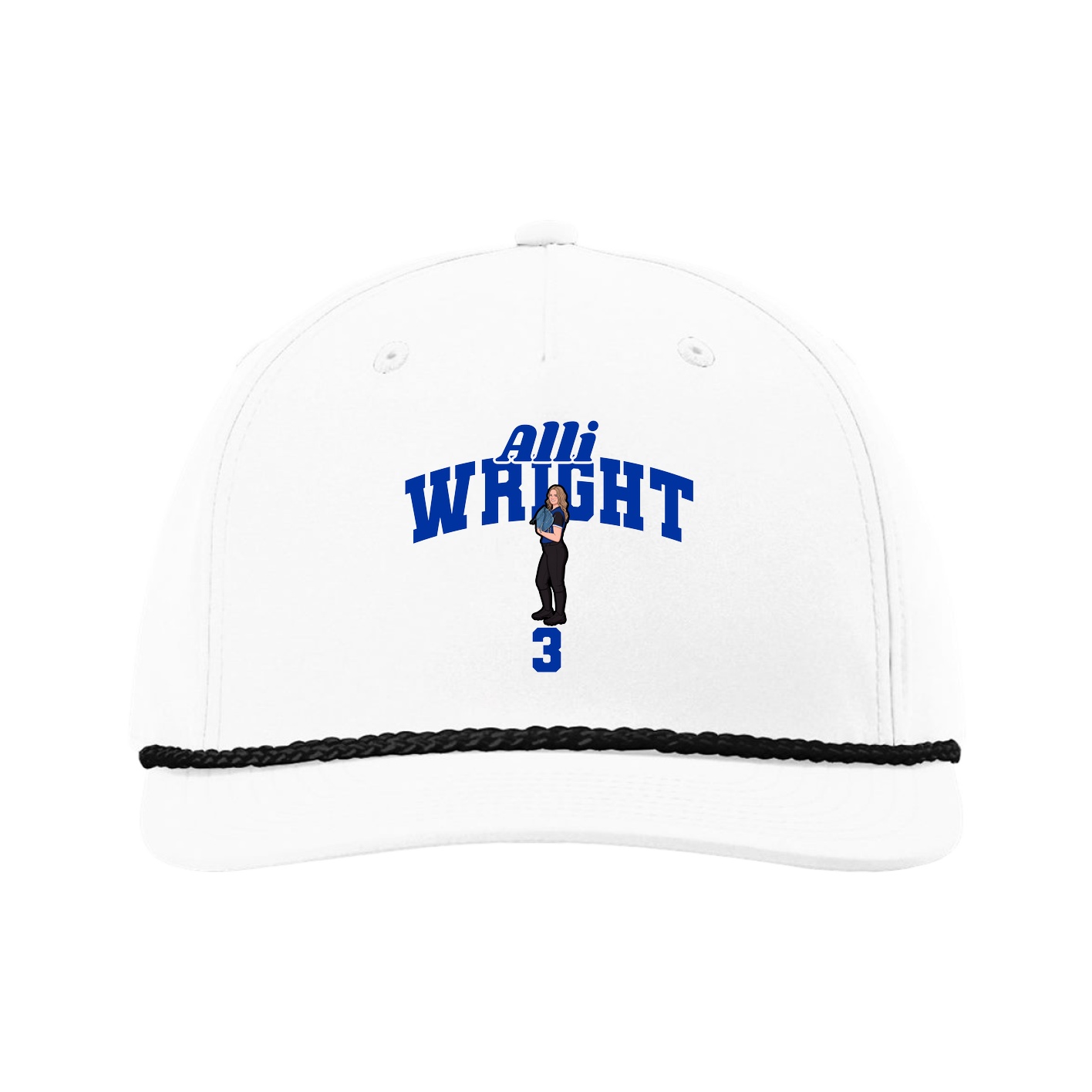 Five-Panel Classic Rope Cap — Signature Arch in White