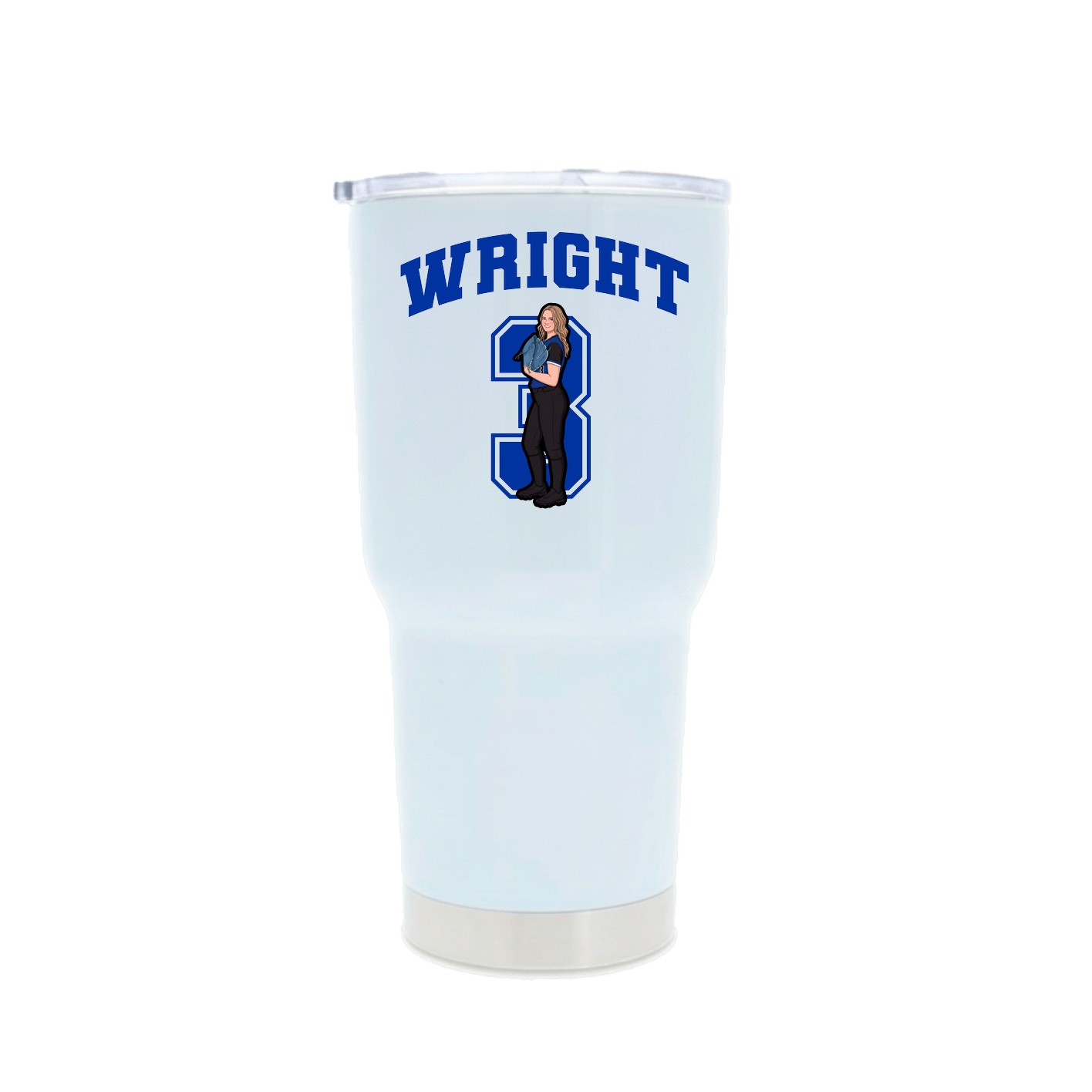 30oz Stainless Steel Tumbler — Number in White