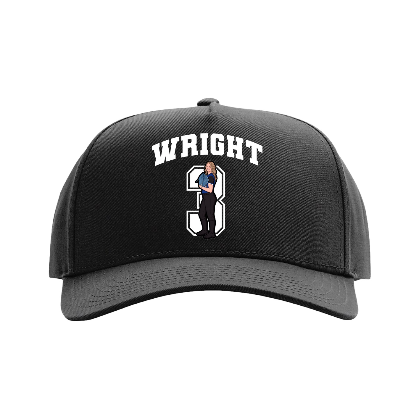 Full Fabric Five-Panel Champ Cap — Number in Black