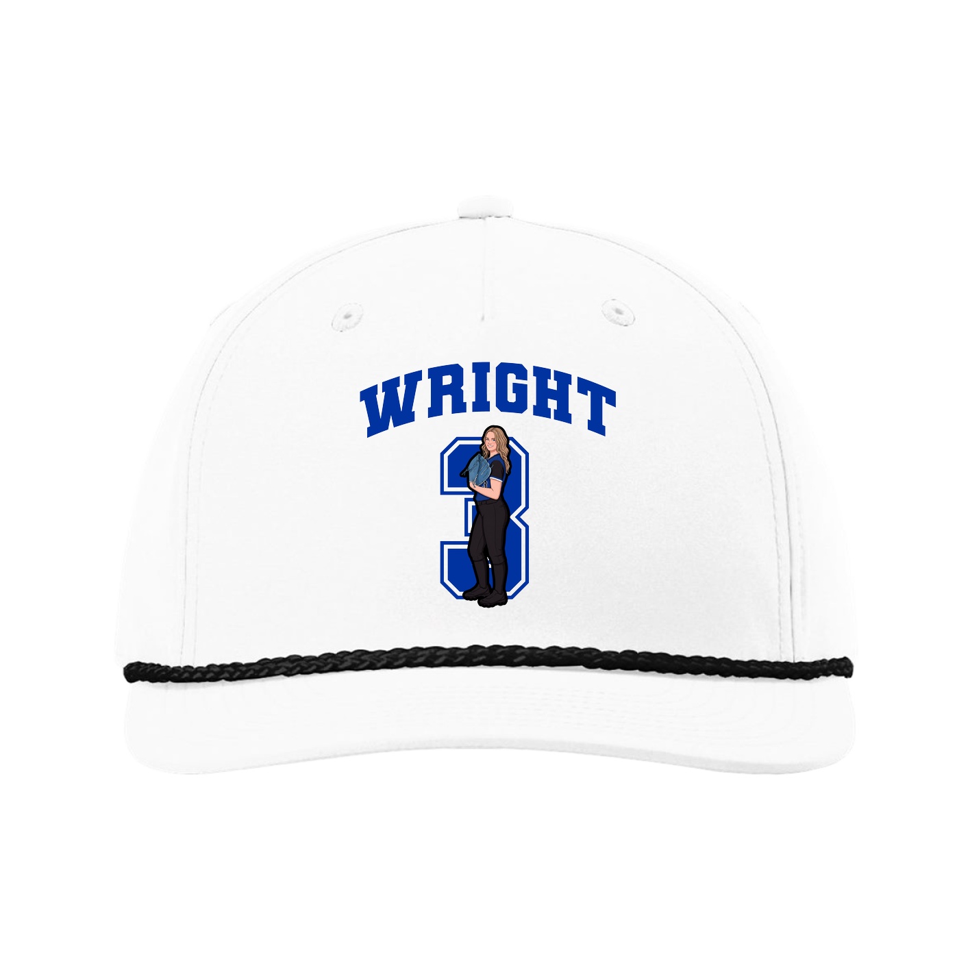 Five-Panel Classic Rope Cap — Number in White