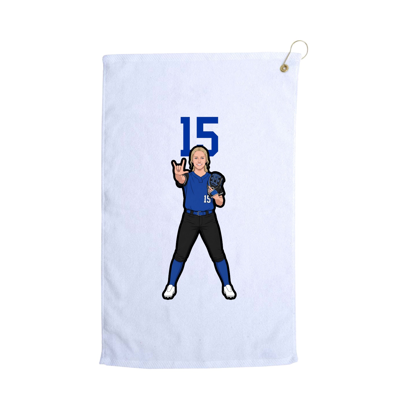 Golf Towel — Number Top in White