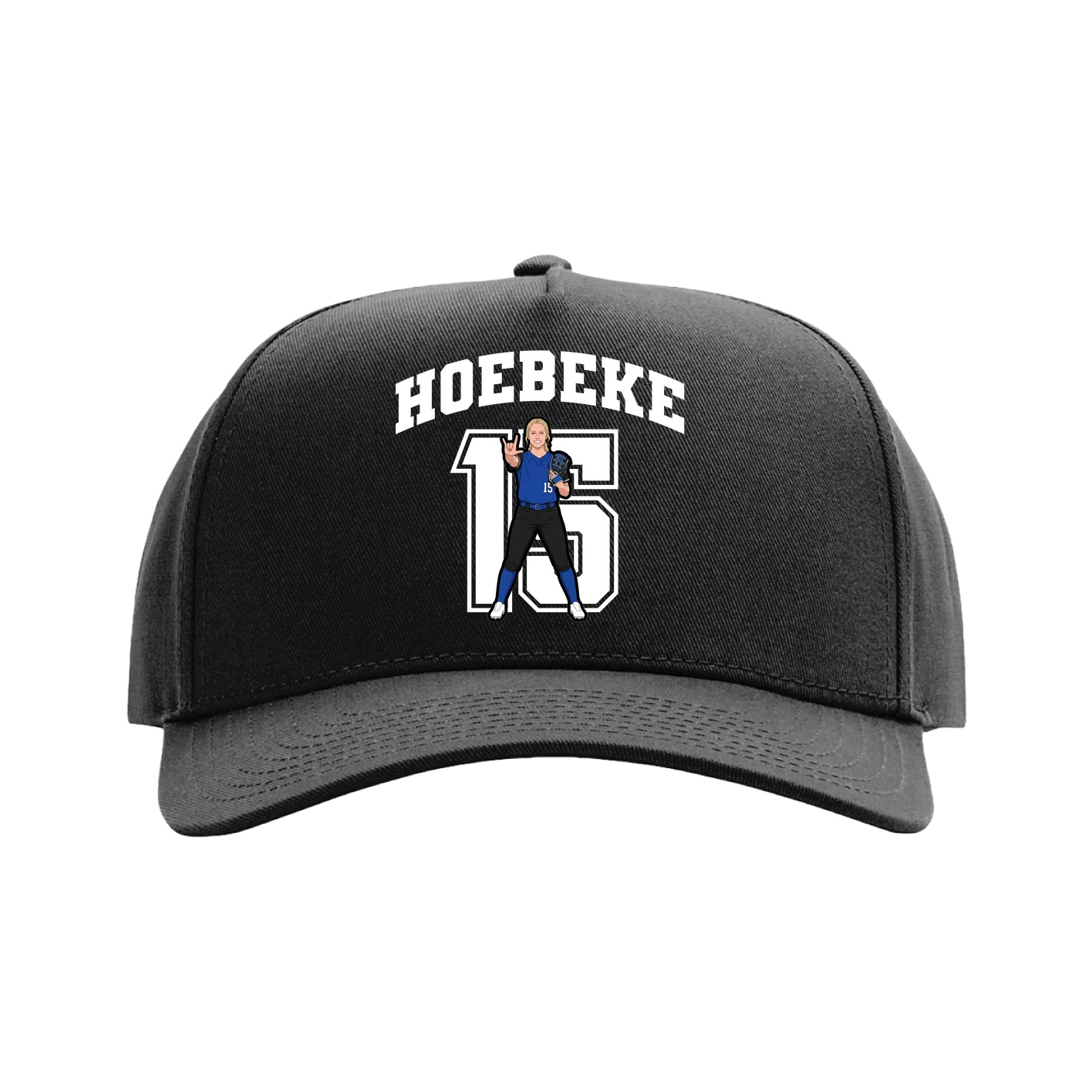 Full Fabric Five-Panel Champ Cap — Number in Black