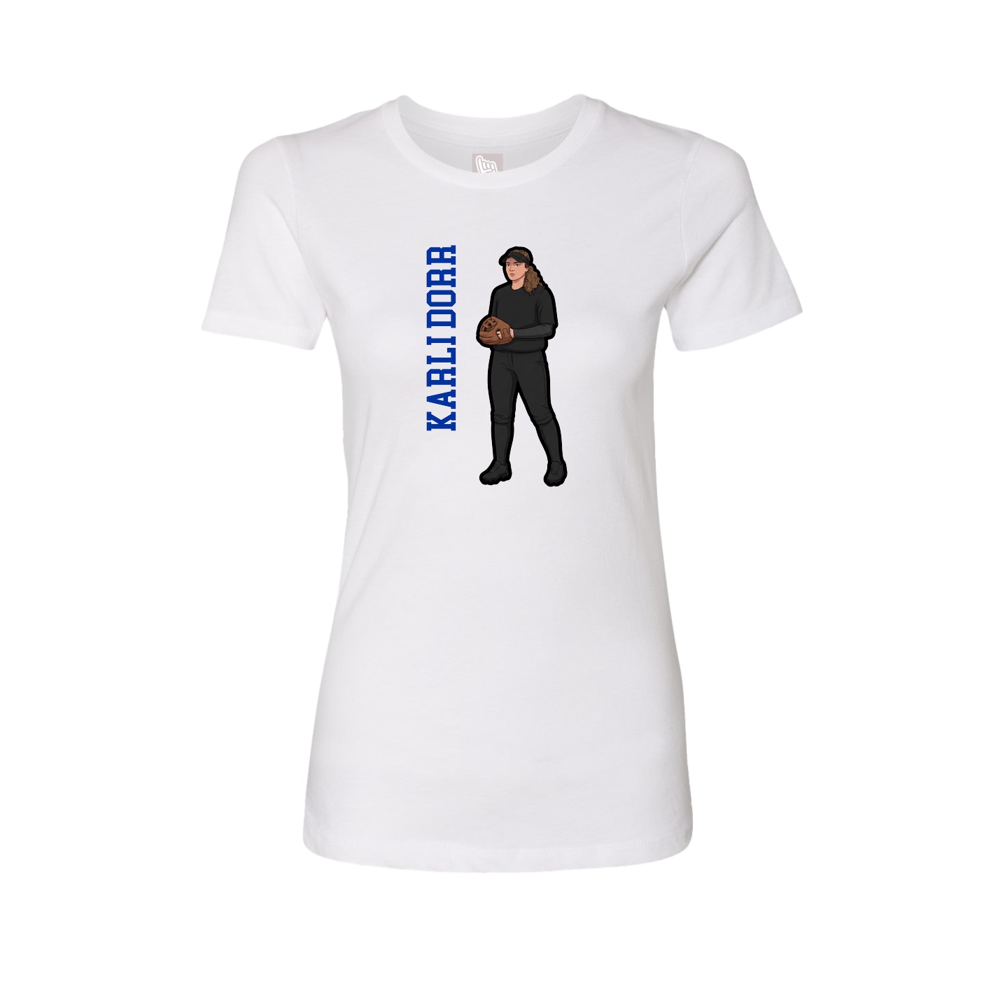 Fitted Women's Tee — Name Vertical in White