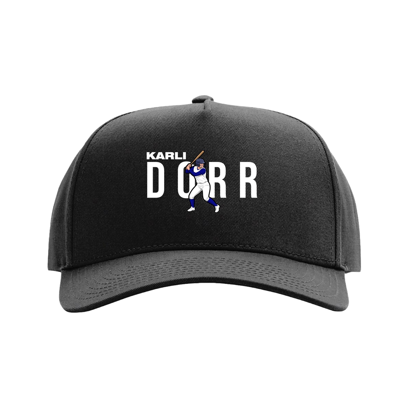 Full Fabric Five-Panel Champ Cap — Player Name in Black