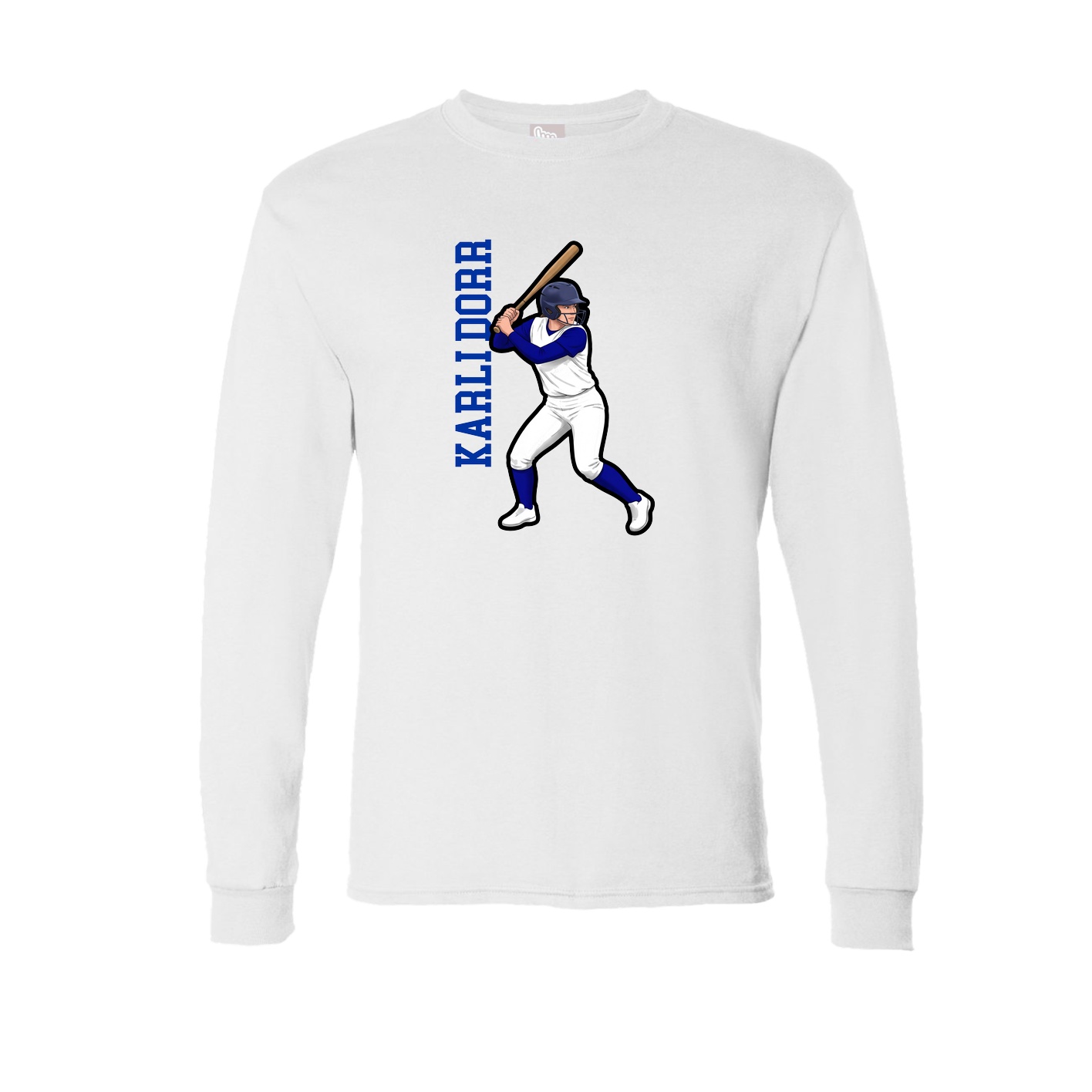 Long Sleeve Tee — Name Vertical in White