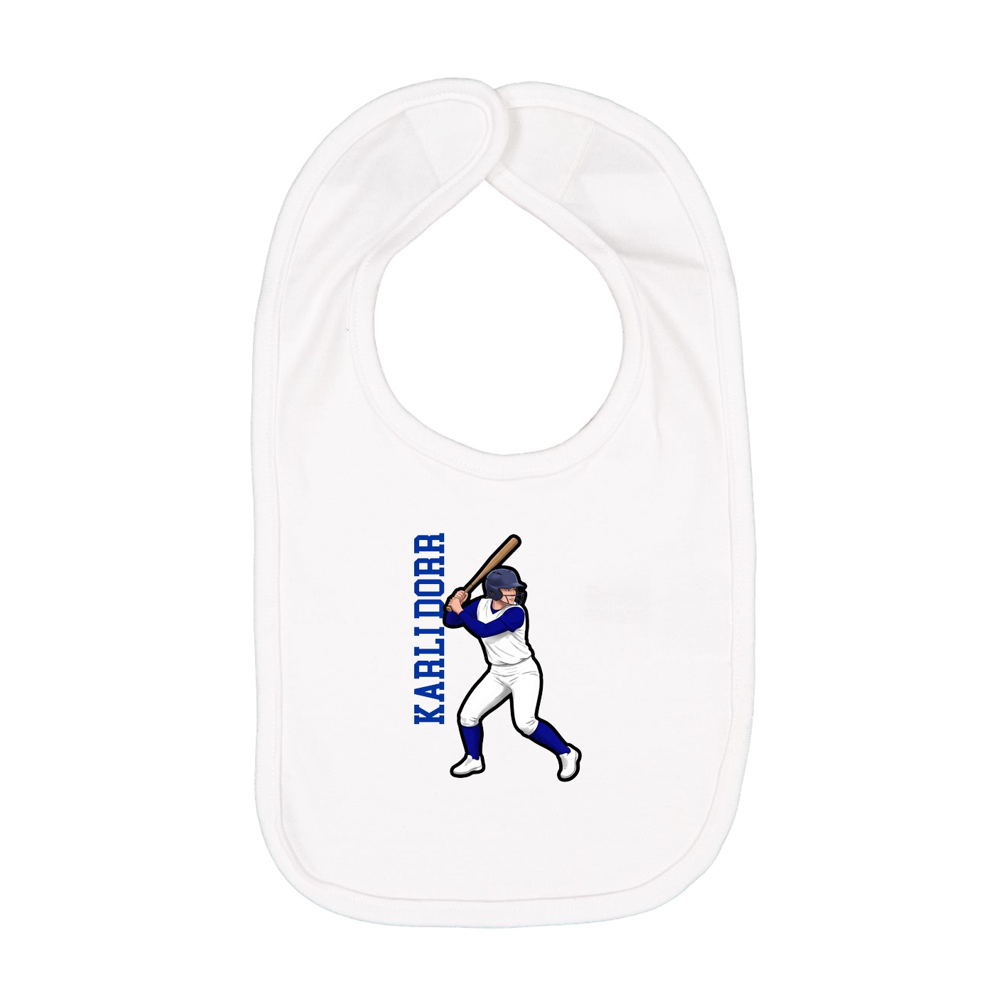 Infant Bib — Name Vertical in White