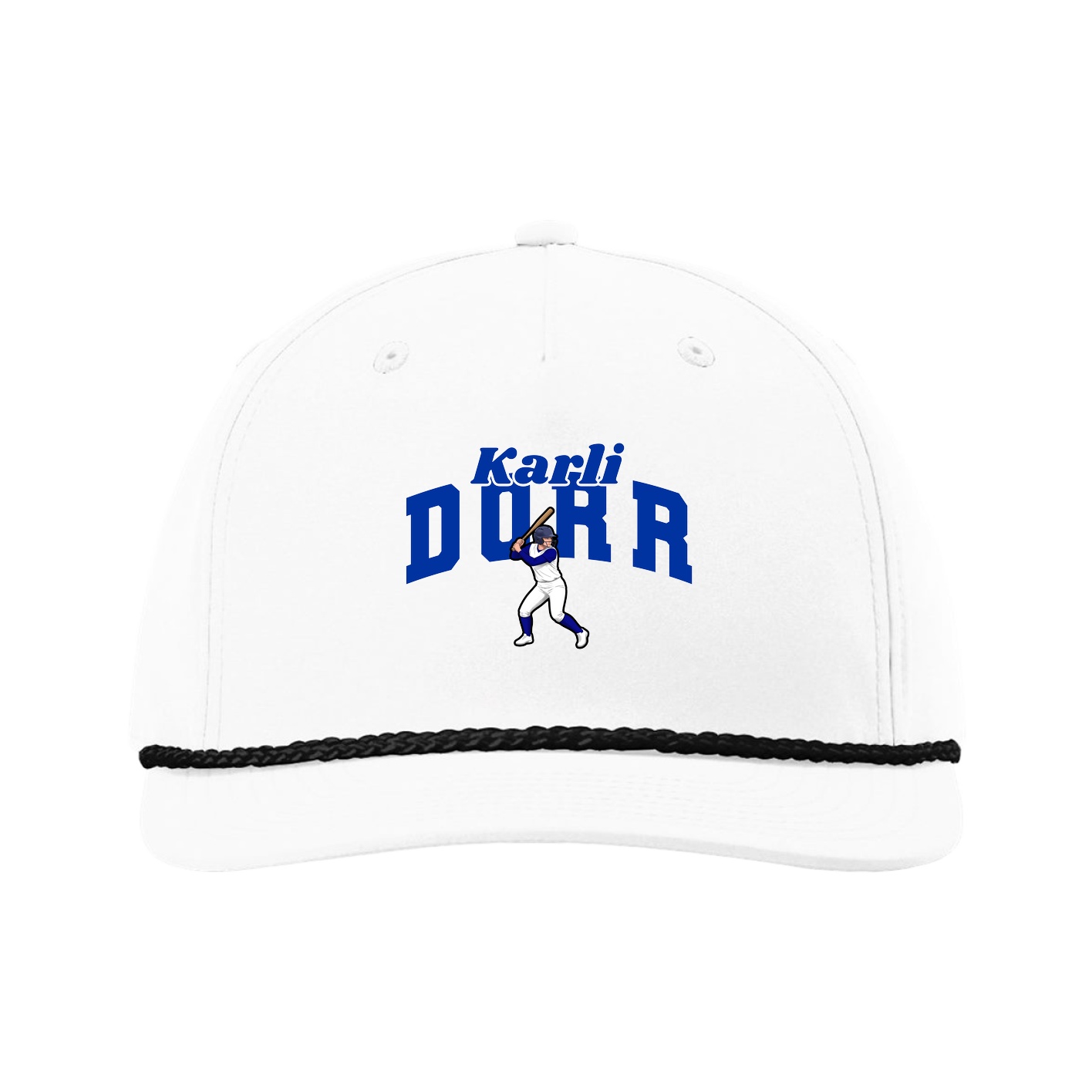 Five-Panel Classic Rope Cap — Signature Arch in White