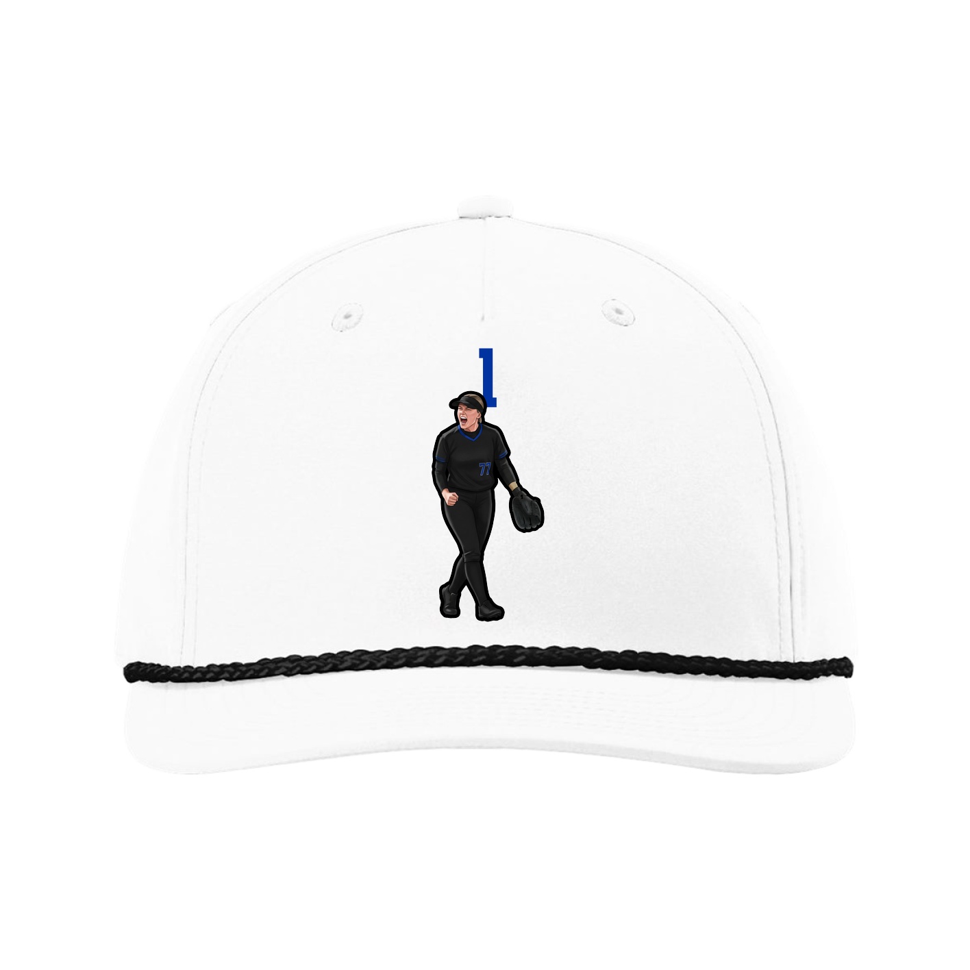Five-Panel Classic Rope Cap — Number Top in White