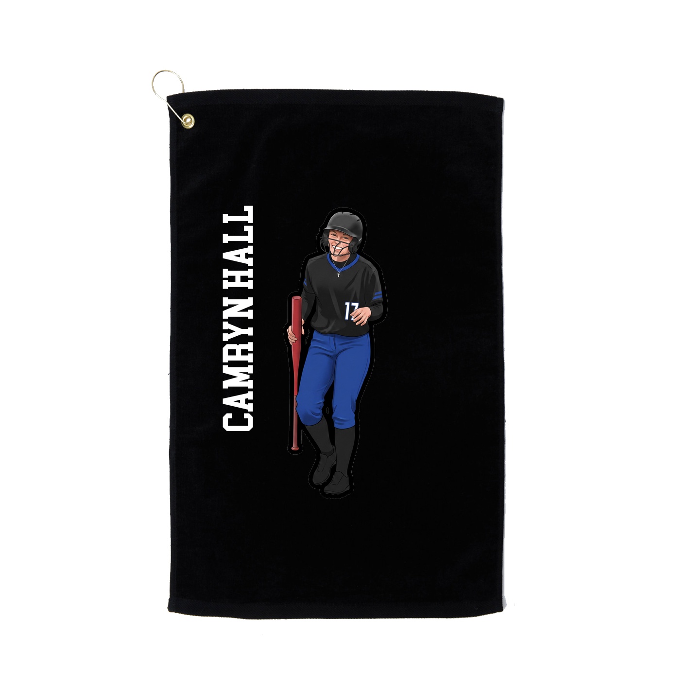 Golf Towel — Name Vertical in Black