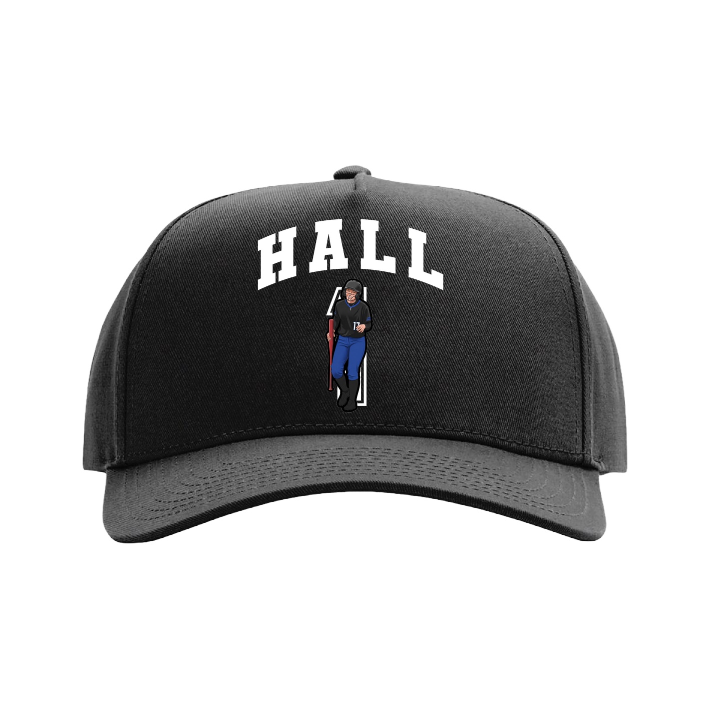 Full Fabric Five-Panel Champ Cap — Number in Black