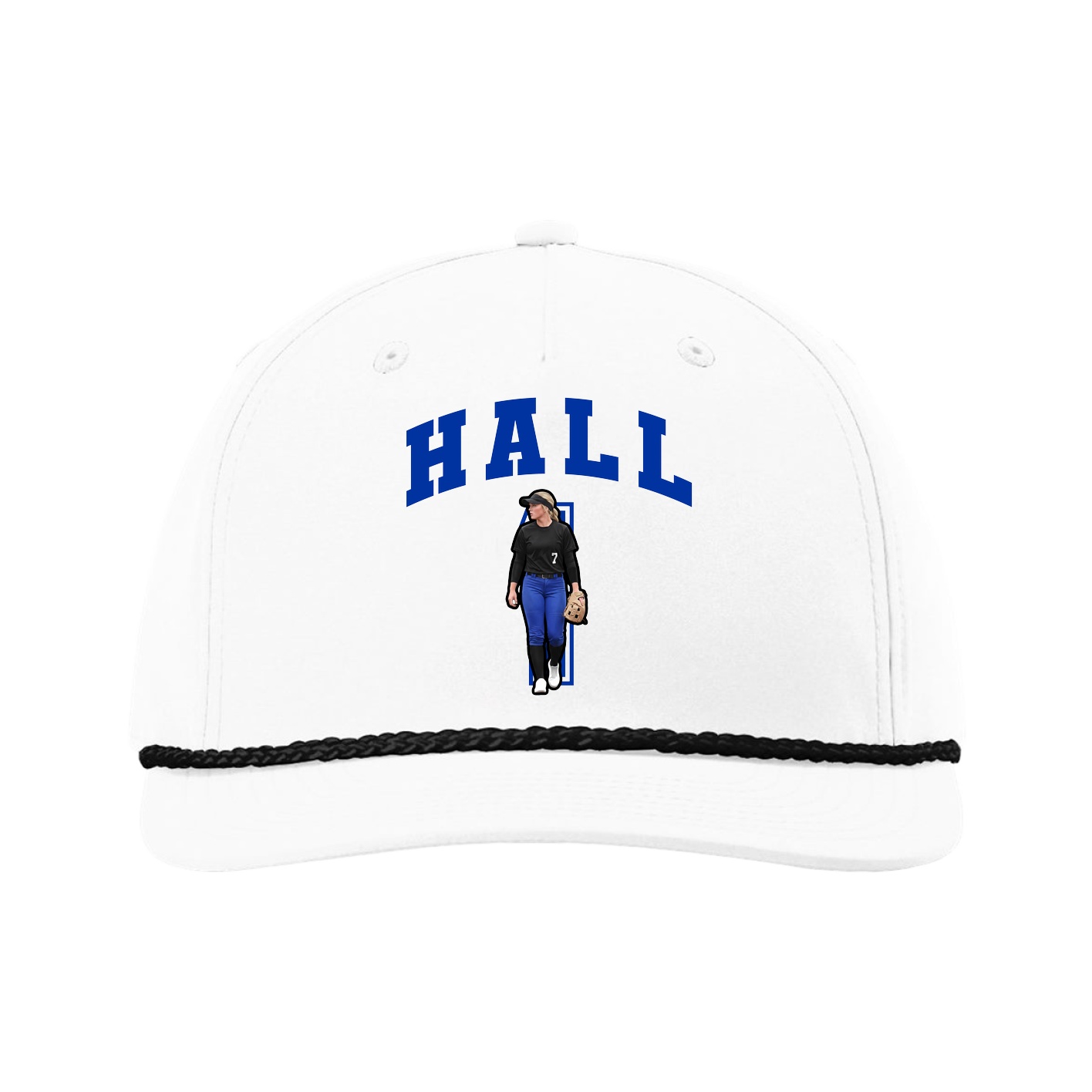 Five-Panel Classic Rope Cap — Number in White