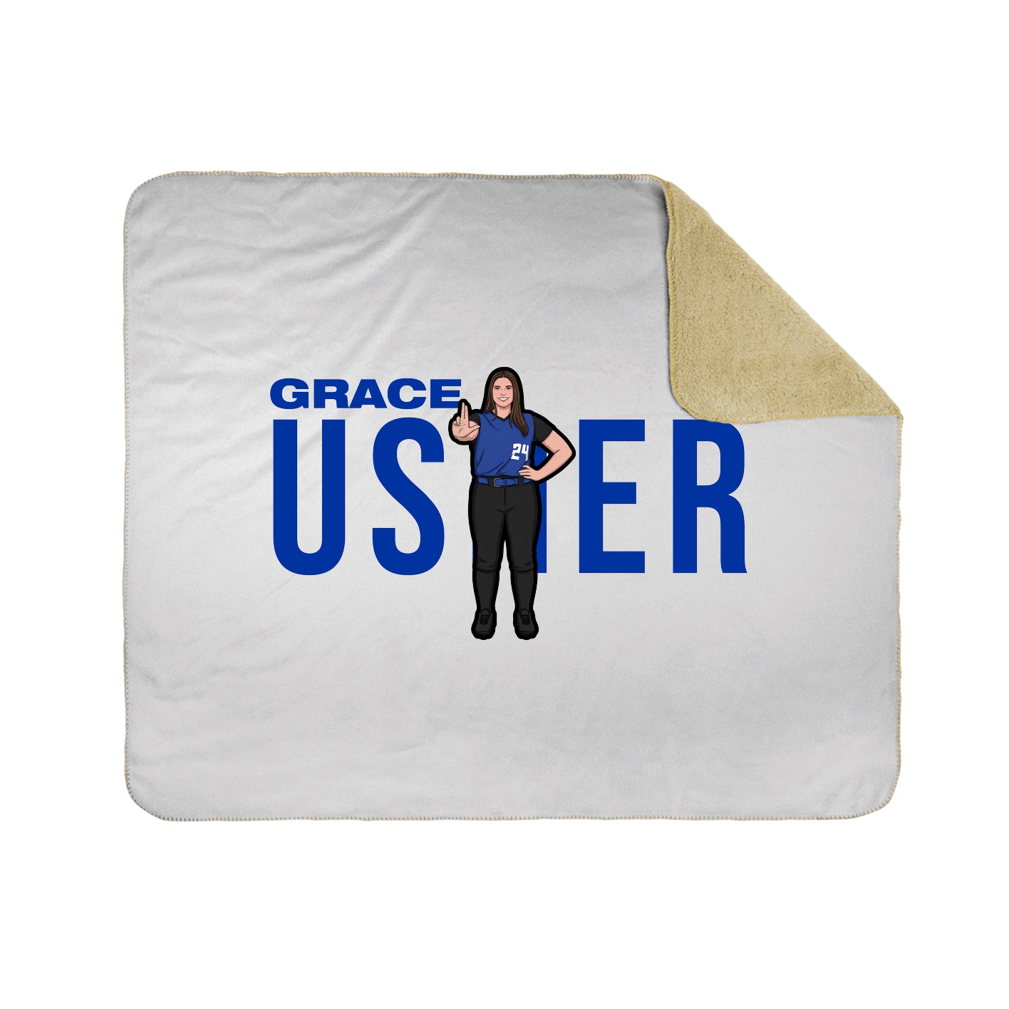 Throw Blanket — Player Name in White