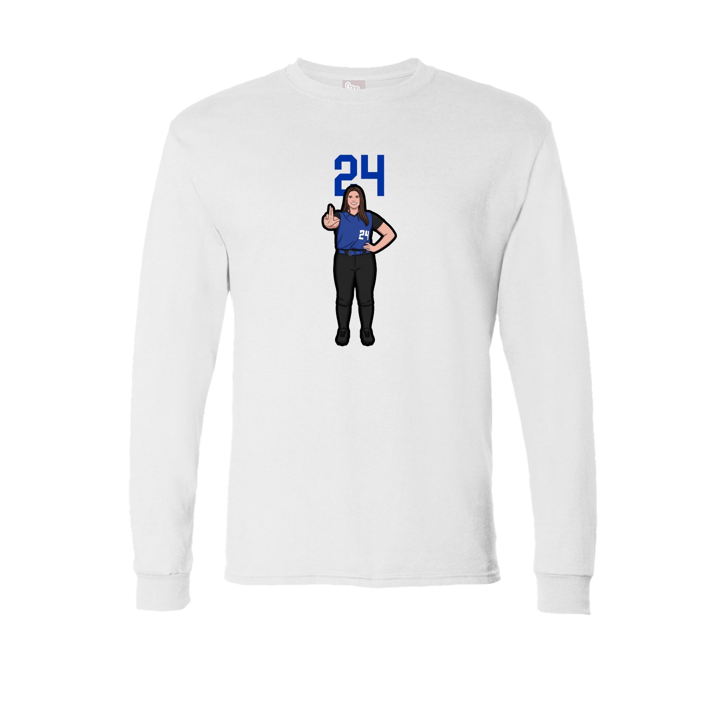 Long Sleeve Tee — Number Top in White