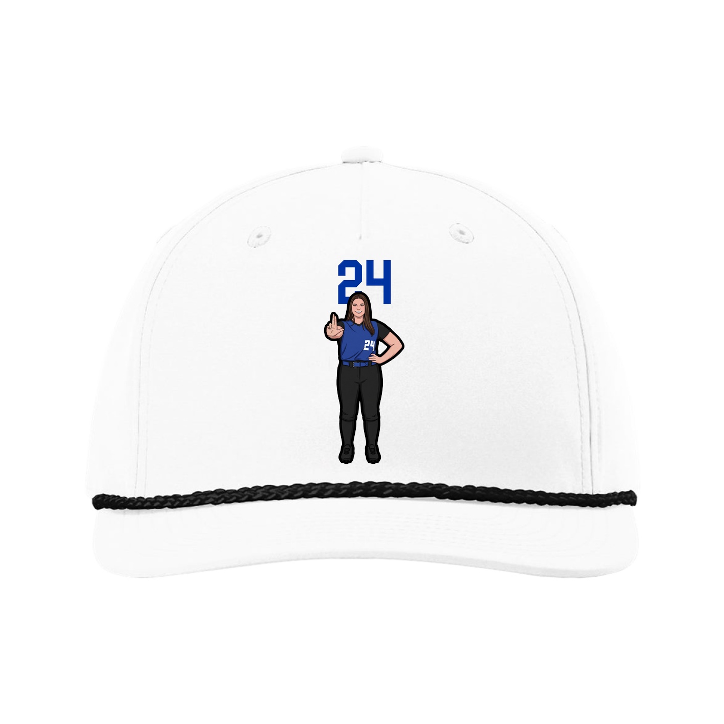 Five-Panel Classic Rope Cap — Number Top in White