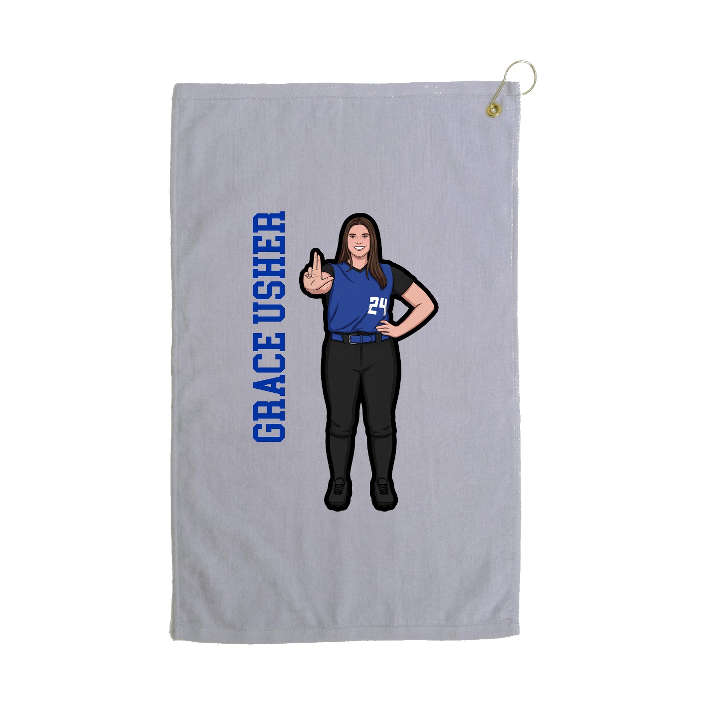 Golf Towel — Name Vertical in Grey
