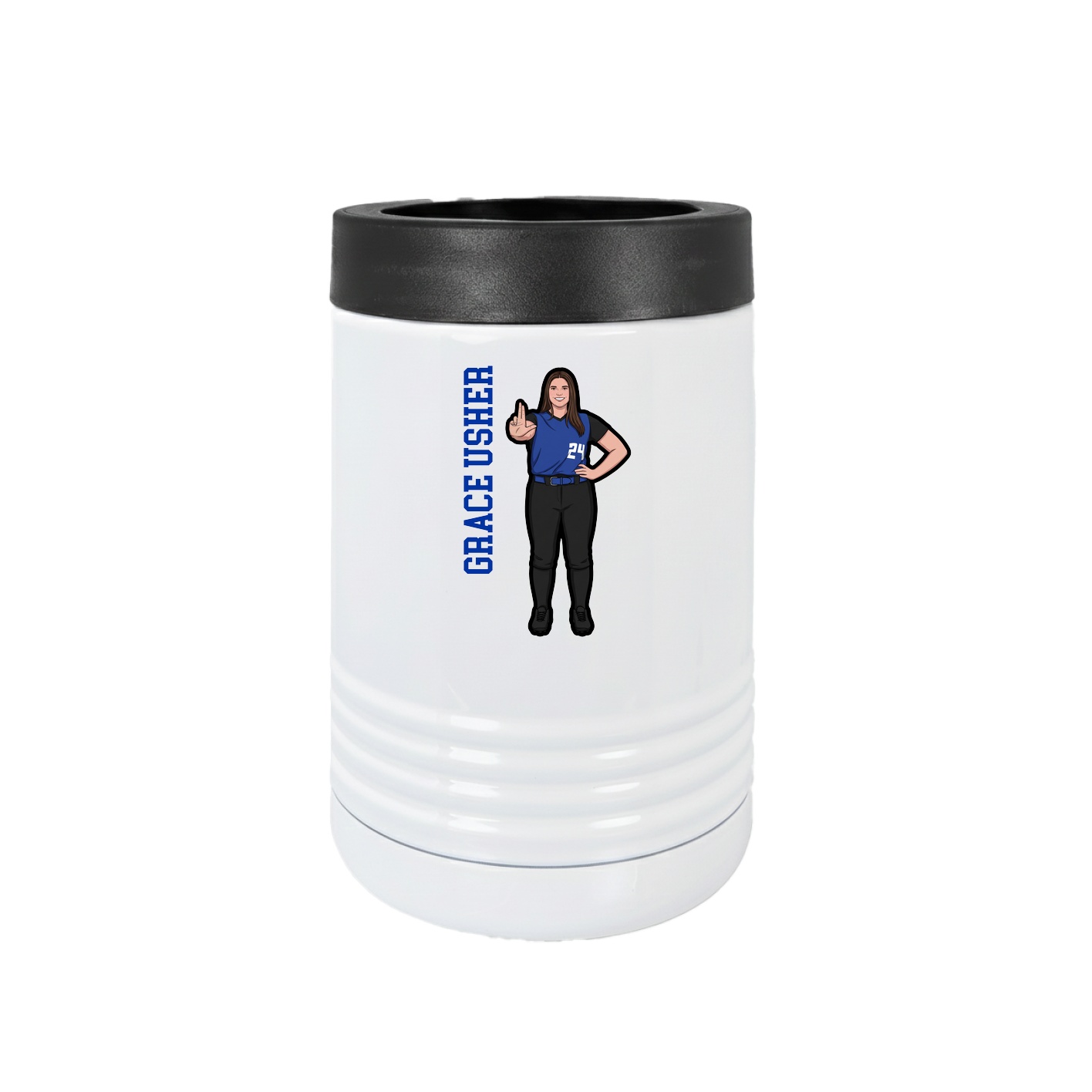 Beverage Holder — Name Vertical in White