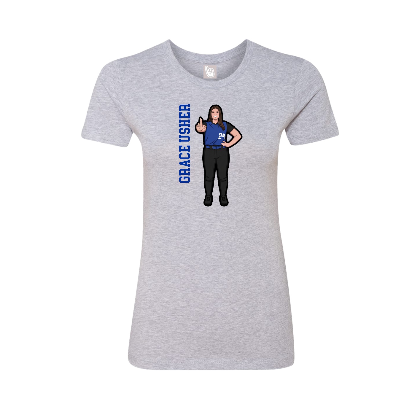 Fitted Women's Tee — Name Vertical in Grey