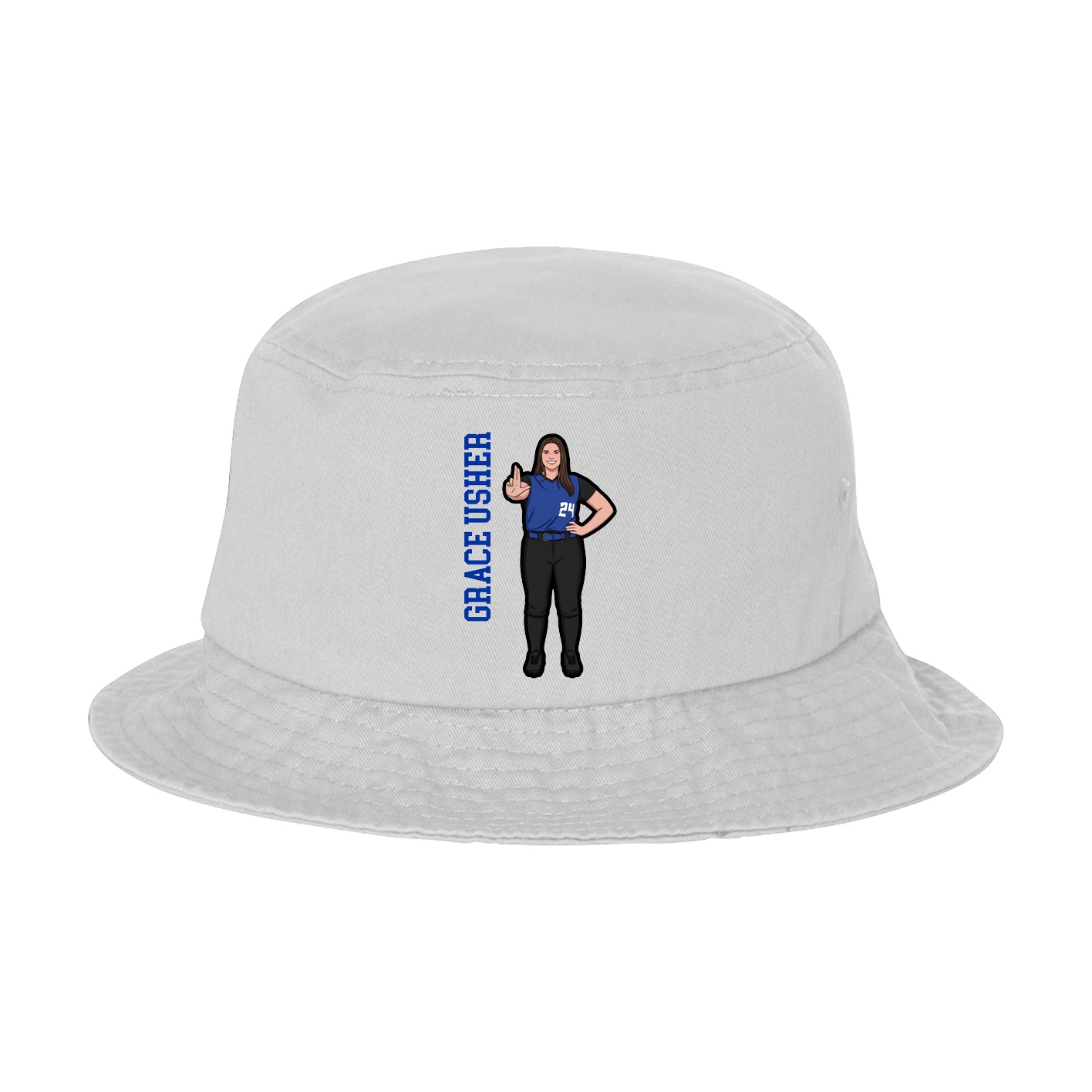 Bucket Cap — Name Vertical in White