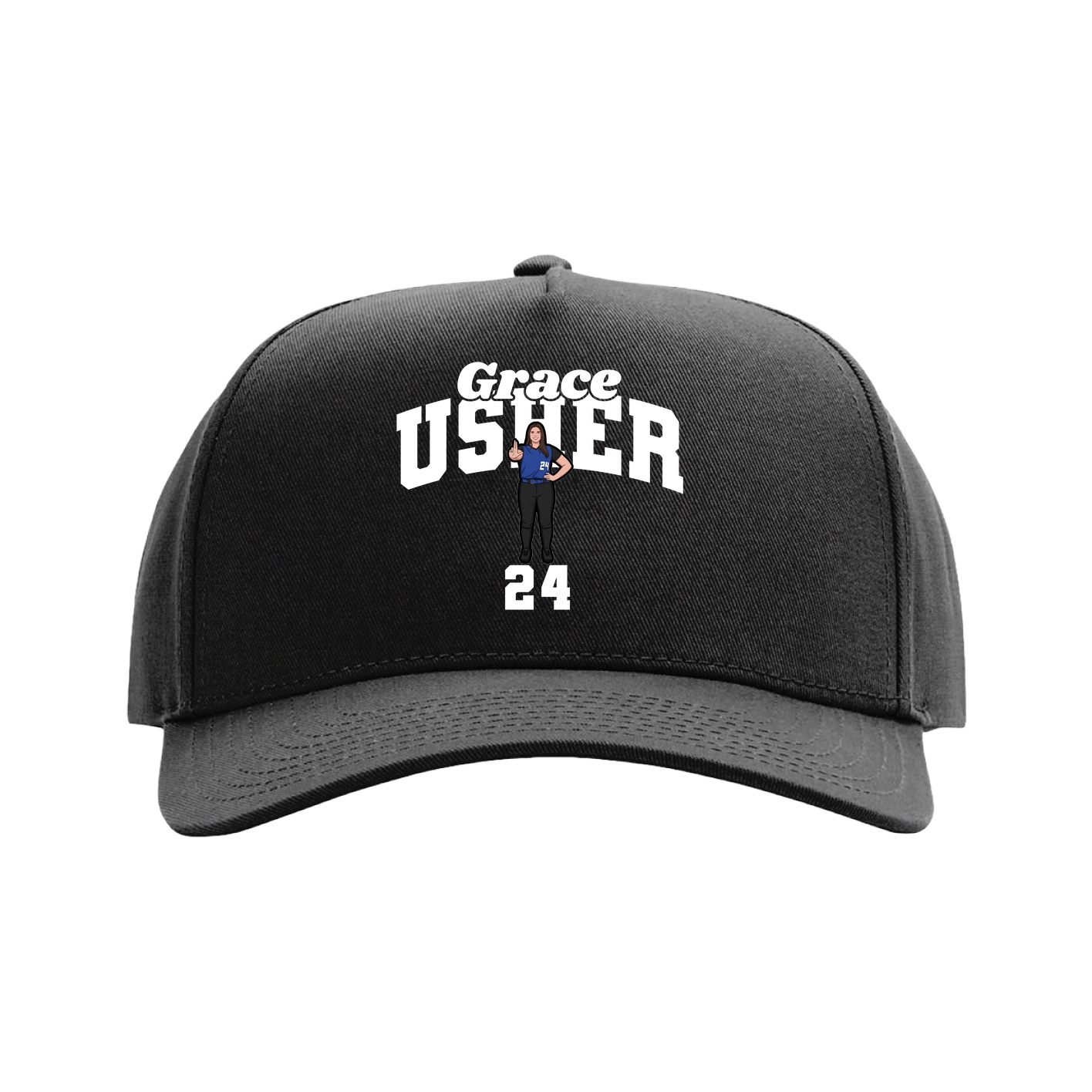 Full Fabric Five-Panel Champ Cap — Signature Arch in Black