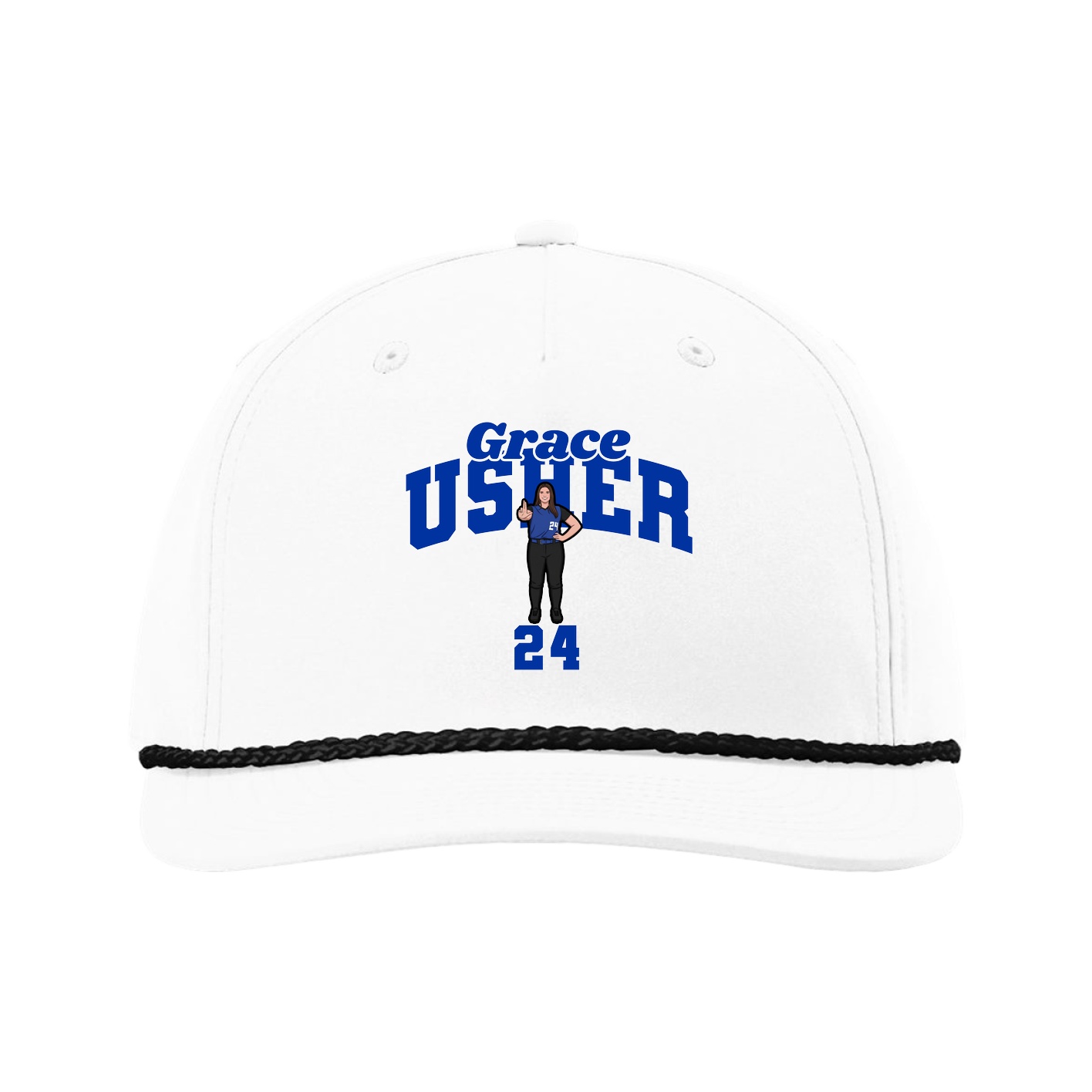 Five-Panel Classic Rope Cap — Signature Arch in White