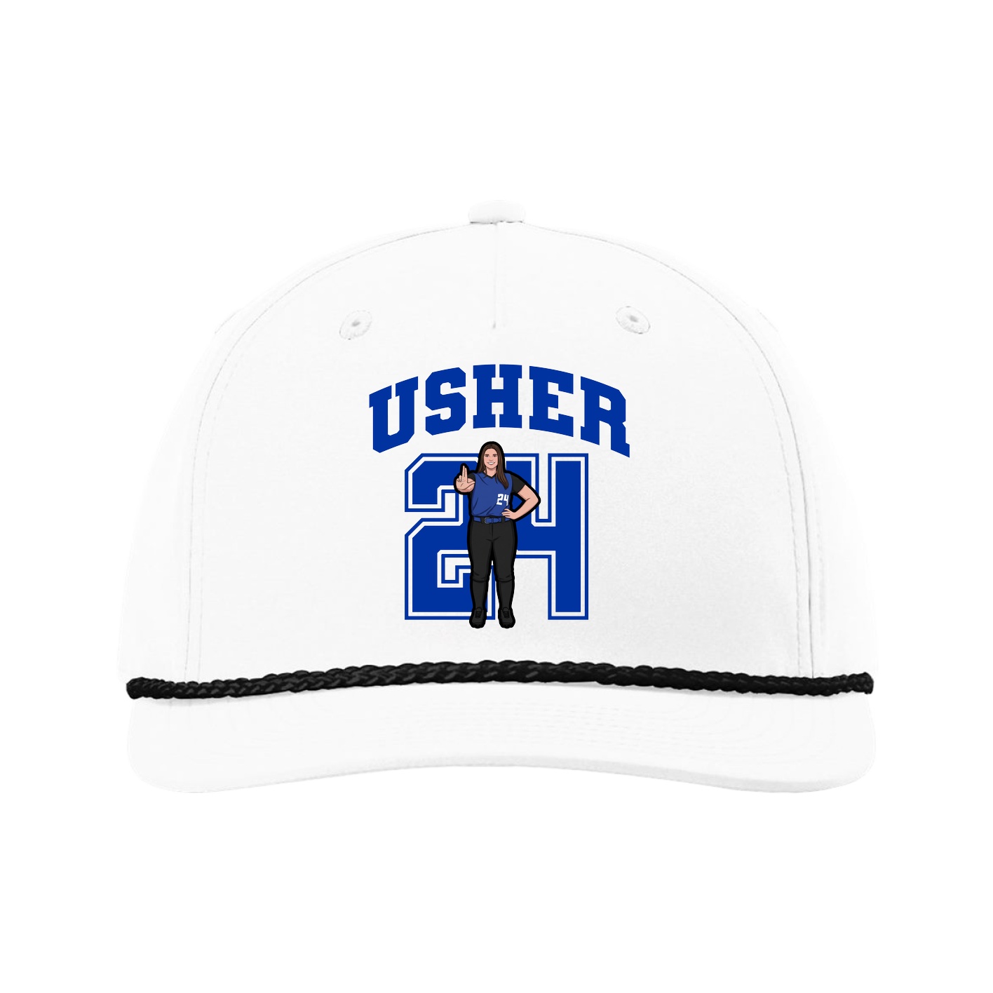 Five-Panel Classic Rope Cap — Number in White