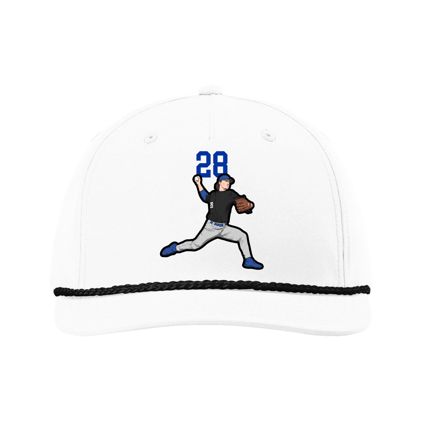 Five-Panel Classic Rope Cap — Number Top in White