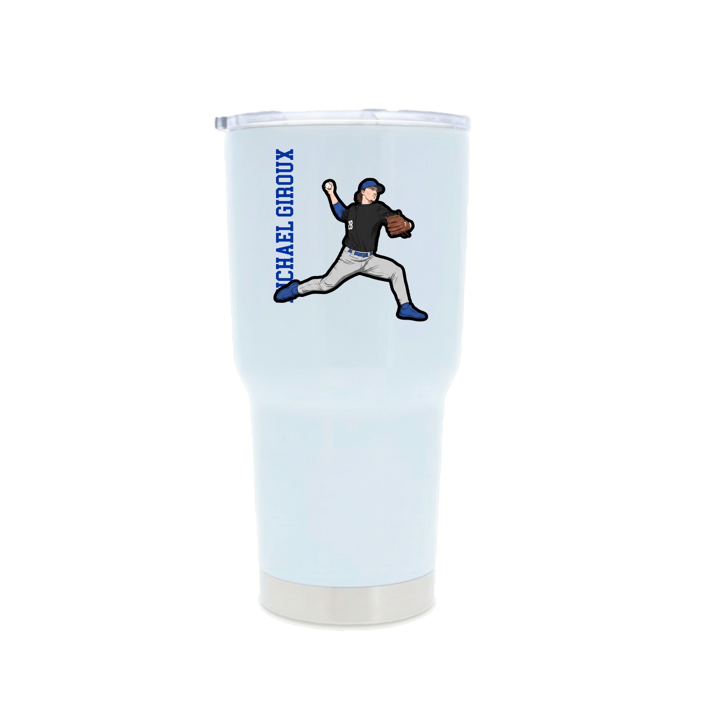 30oz Stainless Steel Tumbler — Name Vertical in White