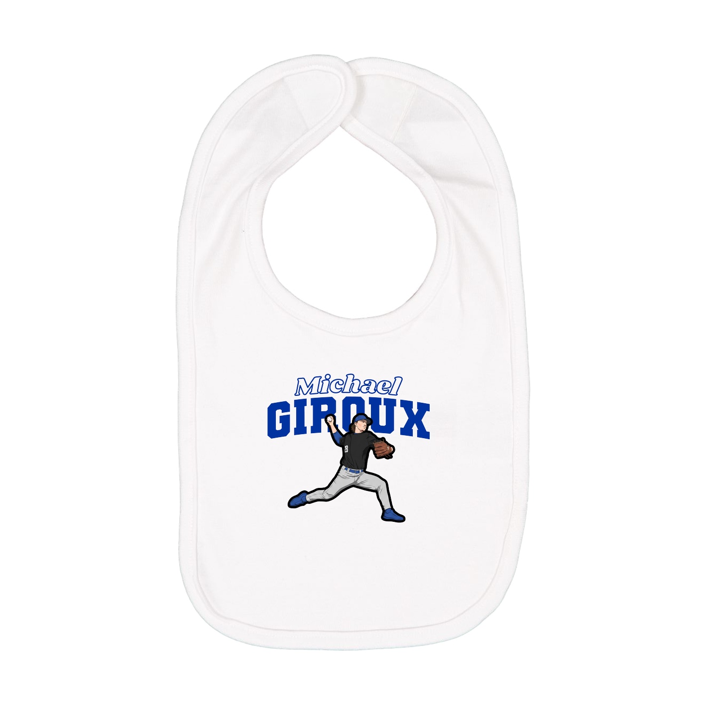 Infant Bib — Name Arch in White