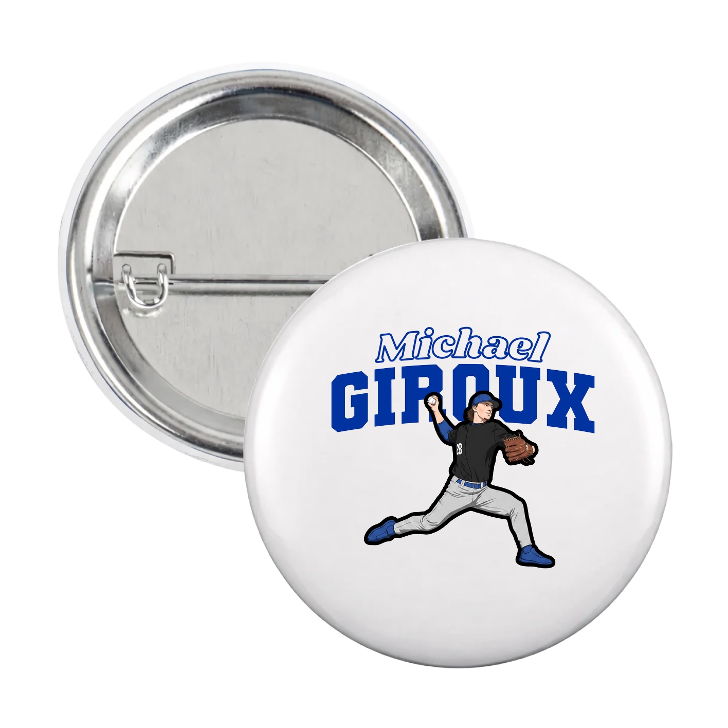 Game Day Button — Name Arch in White
