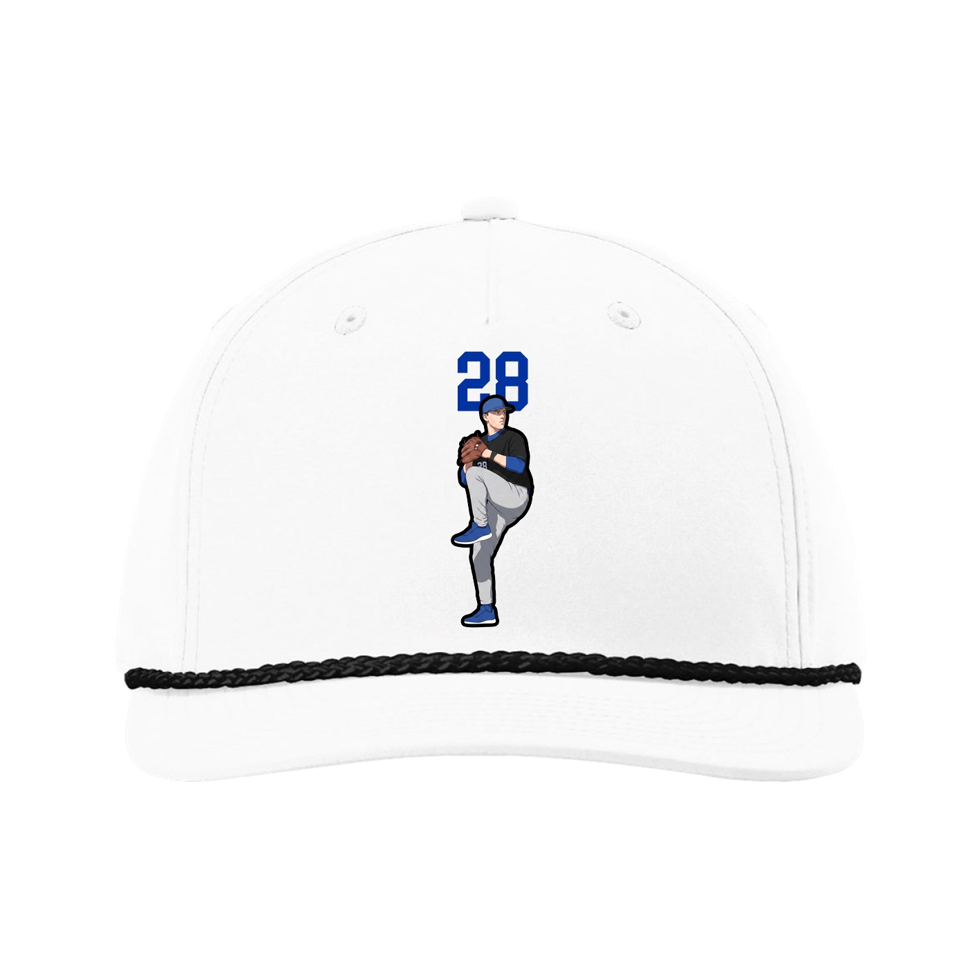 Five-Panel Classic Rope Cap — Number Top in White