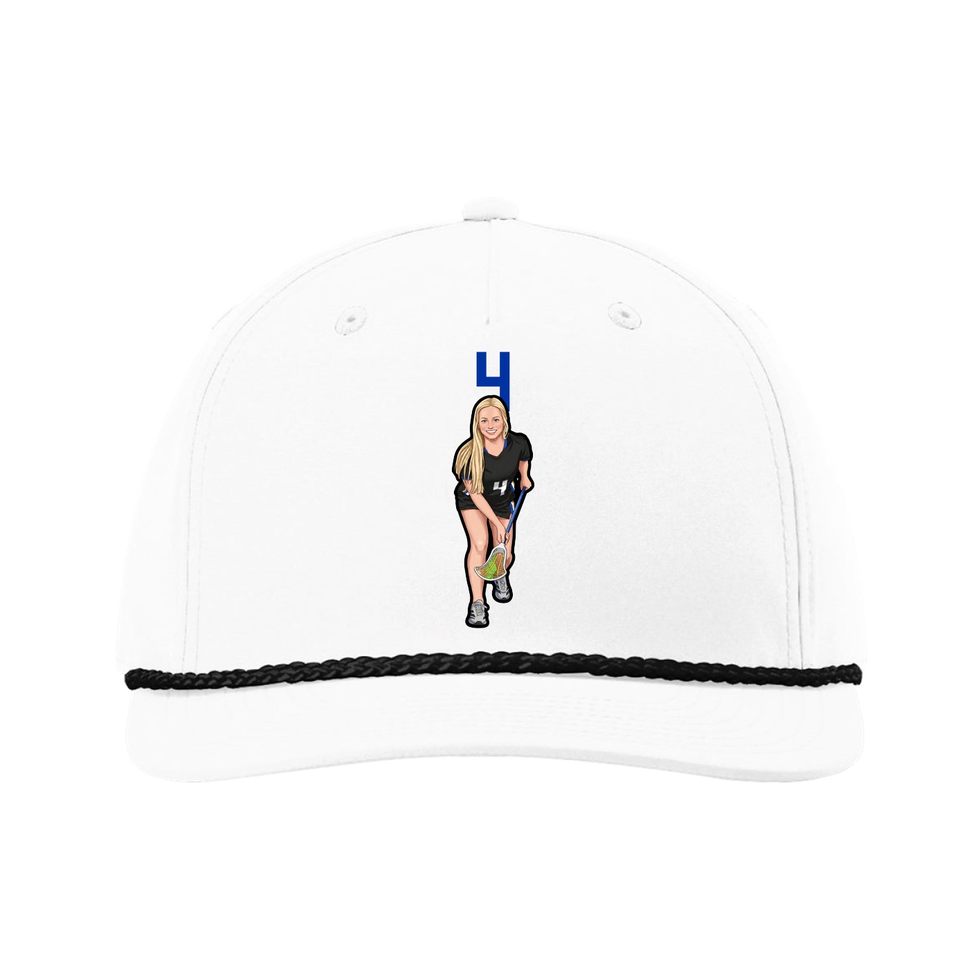 Five-Panel Classic Rope Cap — Number Top in White