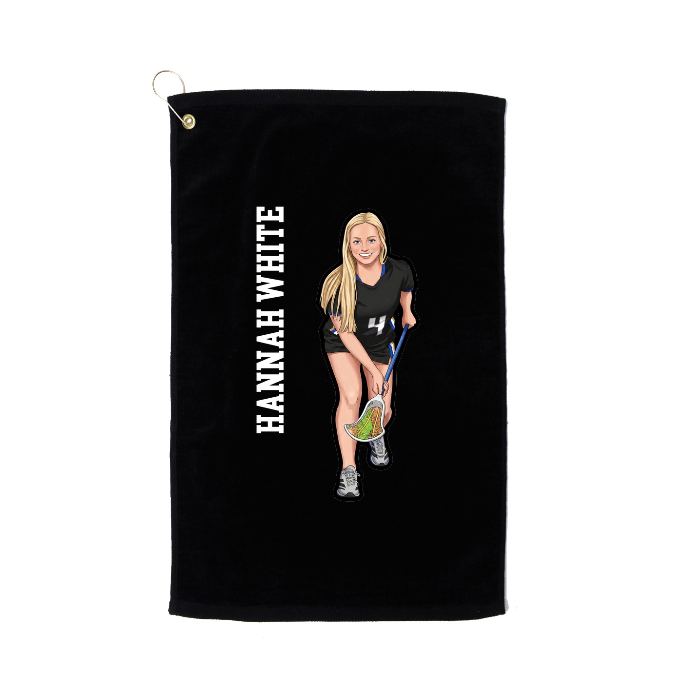 Golf Towel — Name Vertical in Black