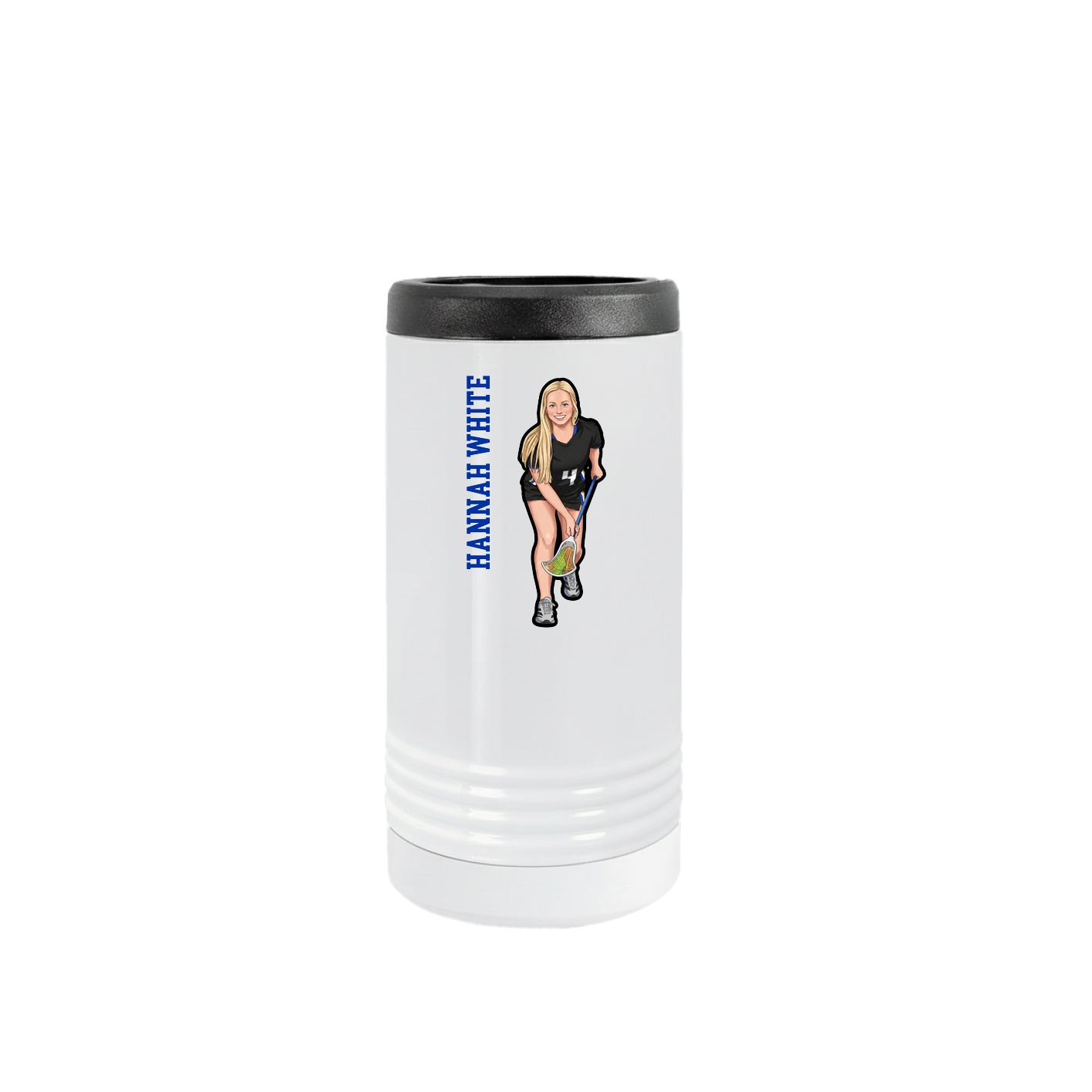 Slim Beverage Holder — Name Vertical in White