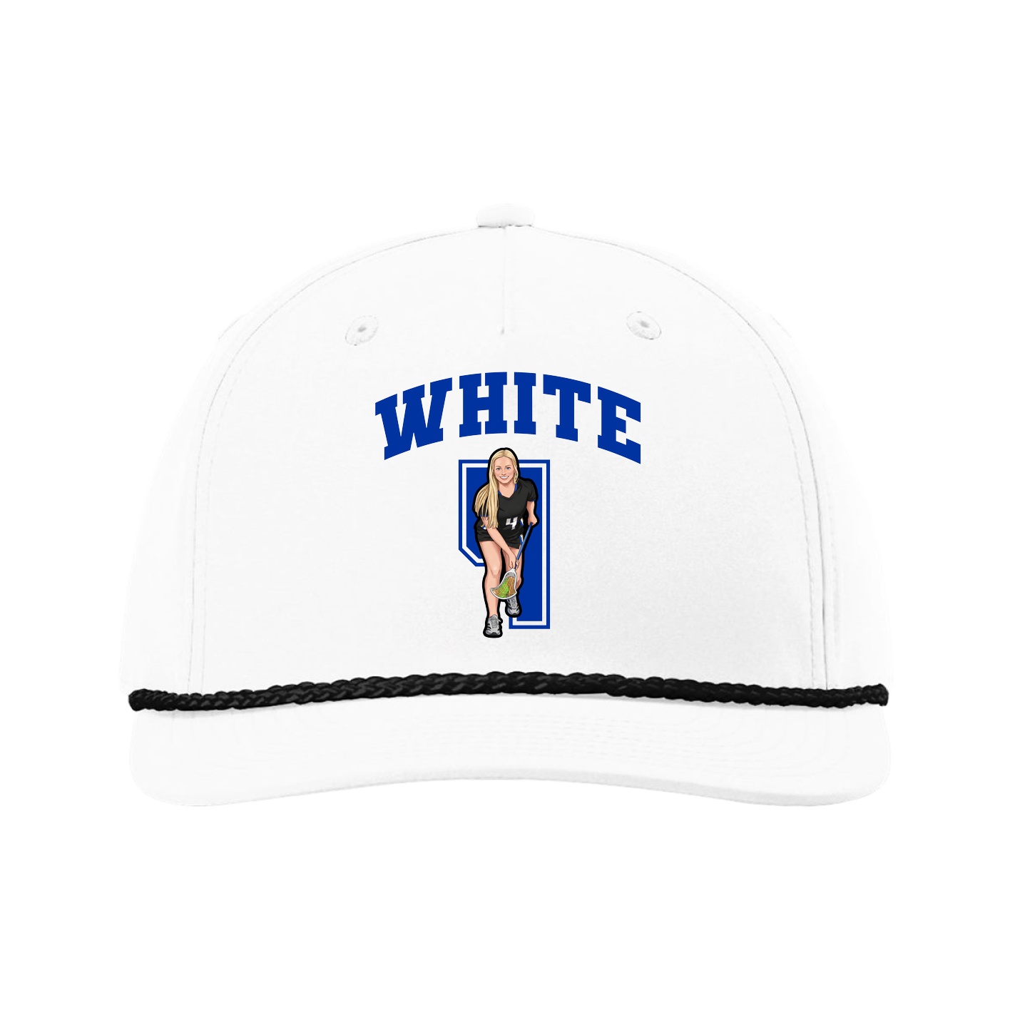 Five-Panel Classic Rope Cap — Number in White
