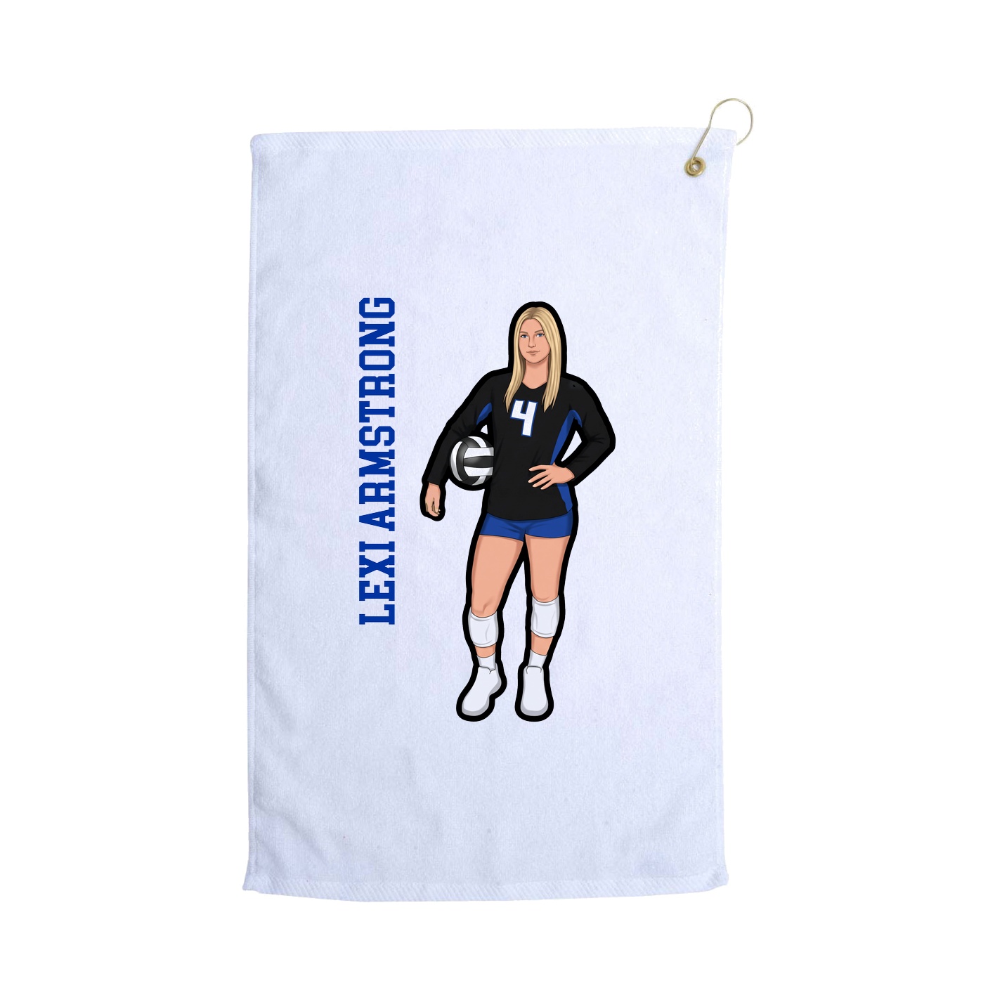 Golf Towel — Name Vertical in White