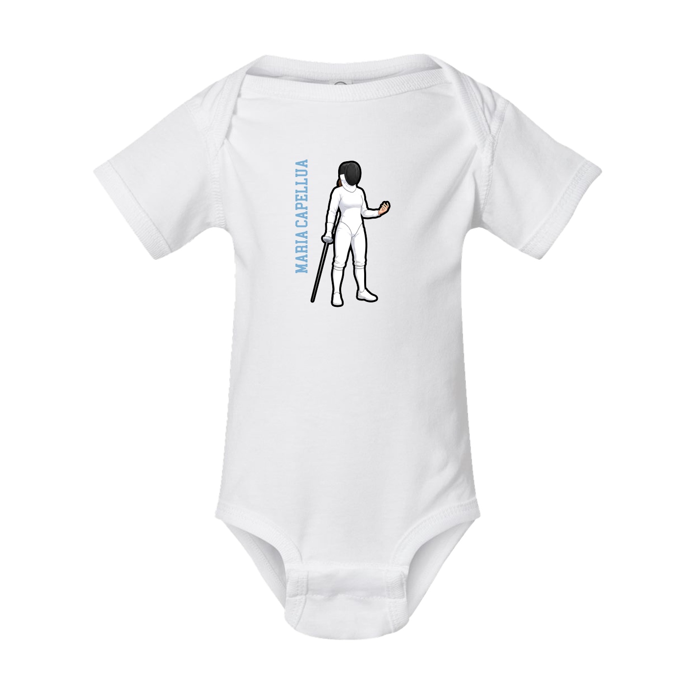 Baby Onesie — Name Vertical in White