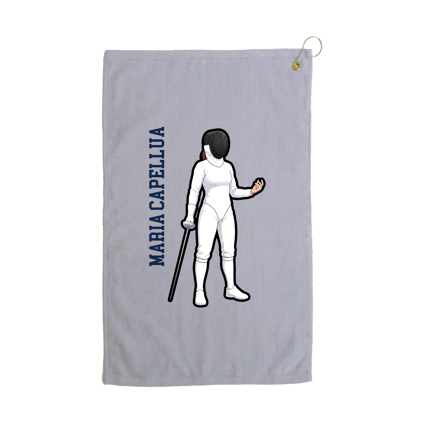 Golf Towel — Name Vertical in Grey