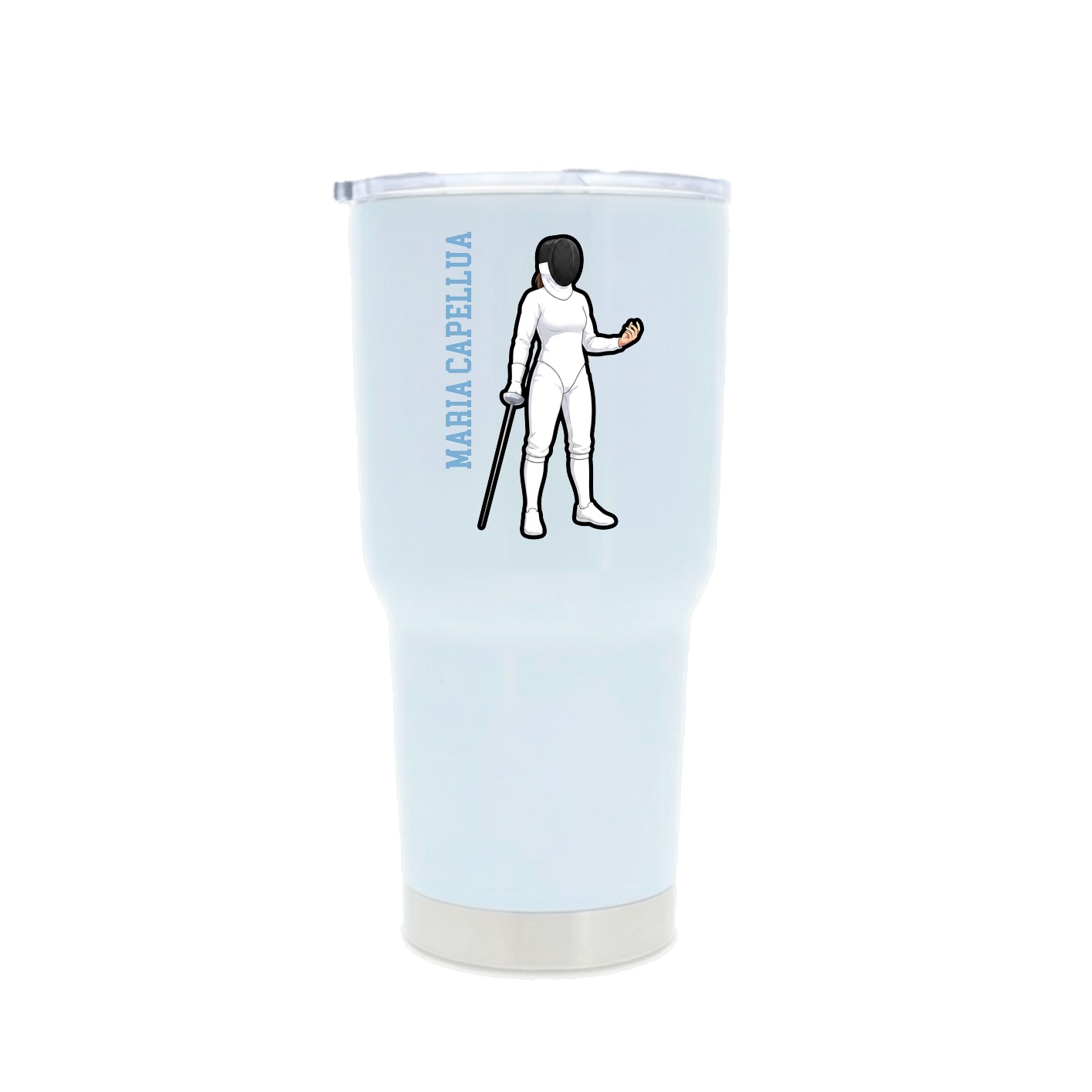 30oz Stainless Steel Tumbler — Name Vertical in White
