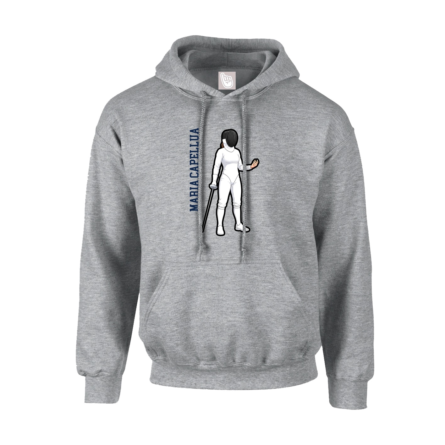Hoodie — Name Vertical in Grey