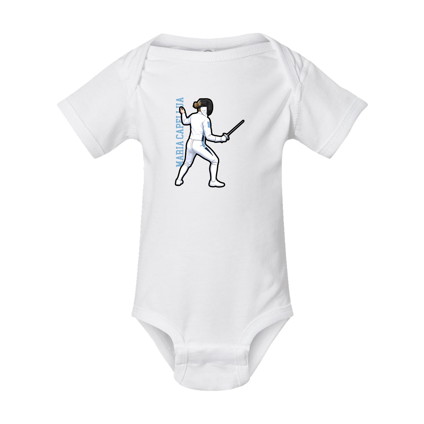 Baby Onesie — Name Vertical in White