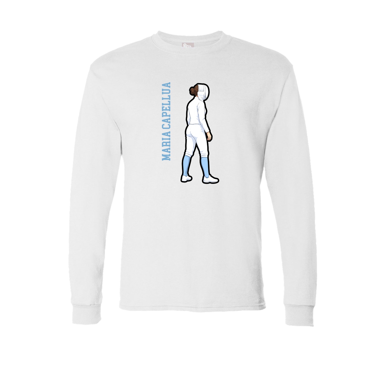 Long Sleeve Tee — Name Vertical in White