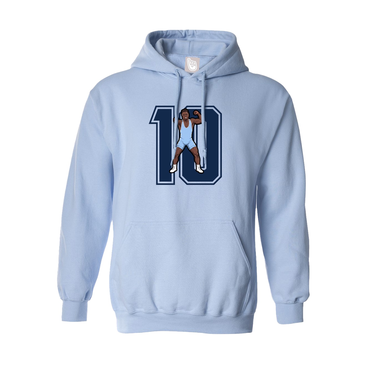 Hoodie — Number in Light Blue