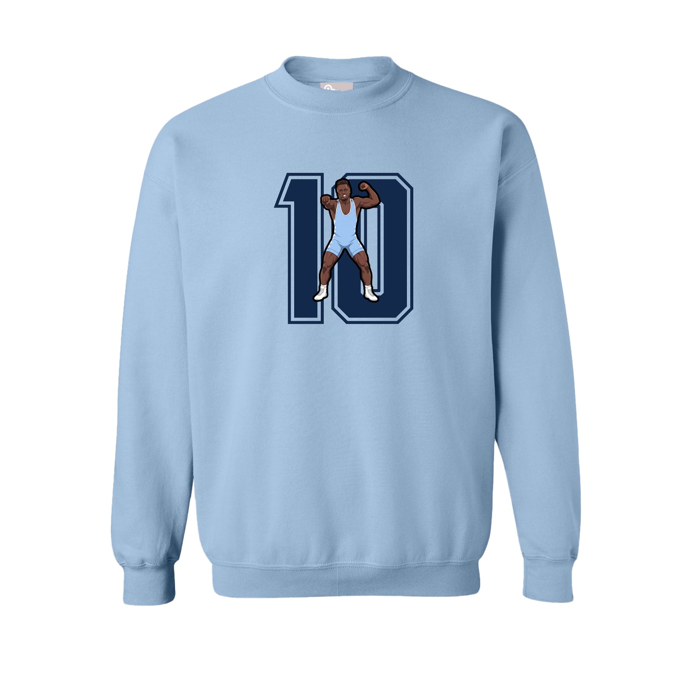 Fleece Crew — Number in Light Blue