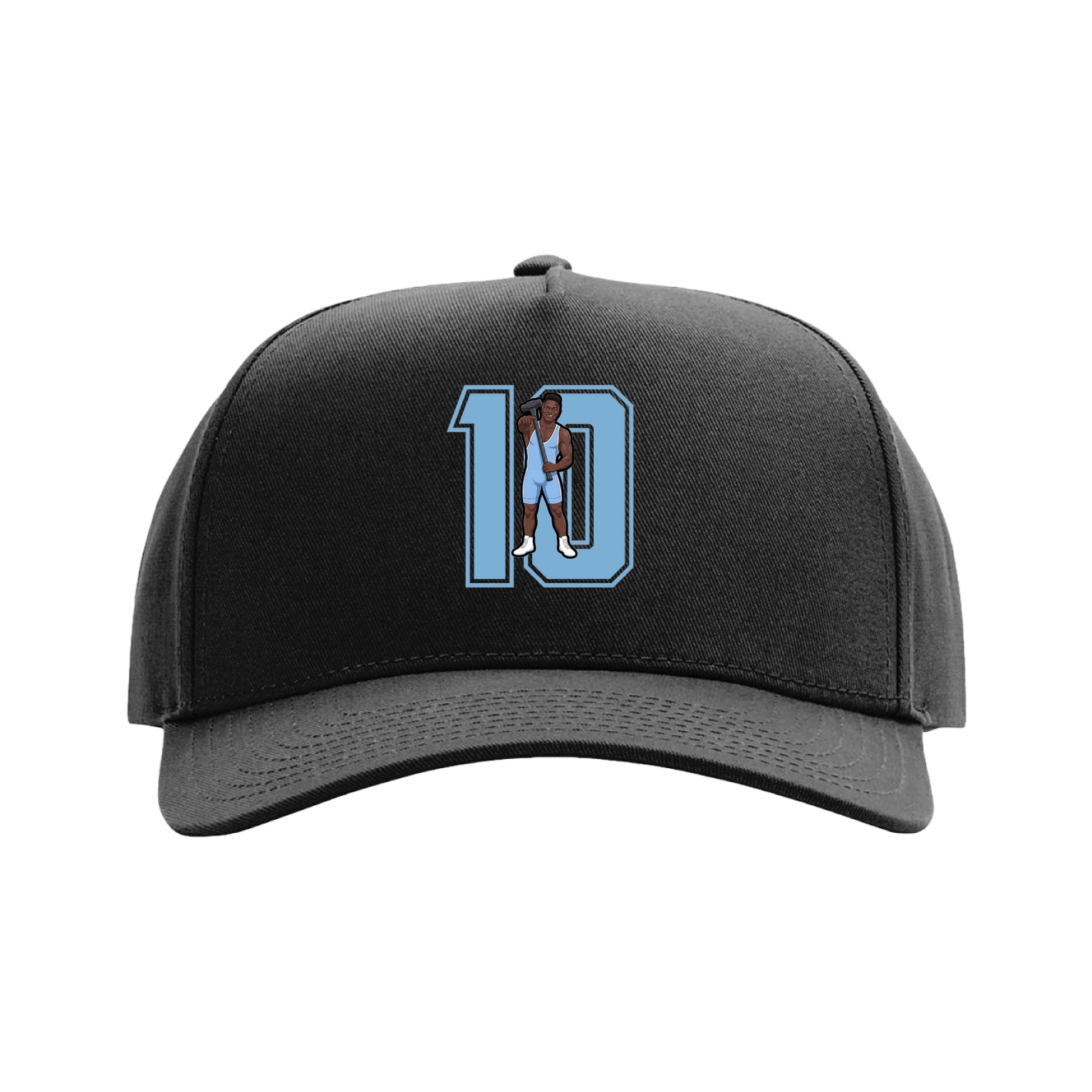 Full Fabric Five-Panel Champ Cap — Number in Black