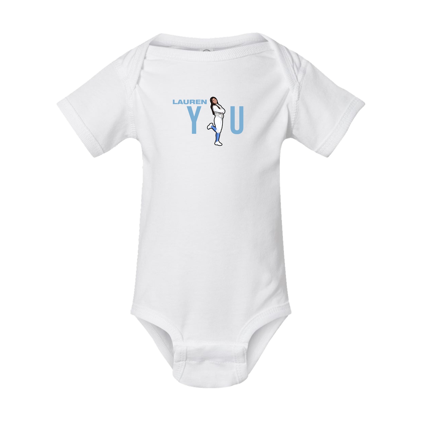 Baby Onesie — Player Name in White