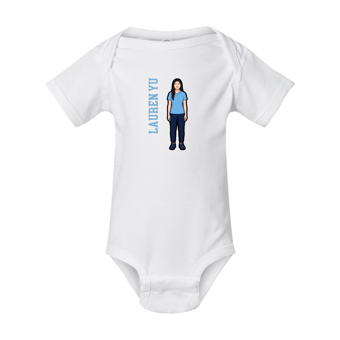 Baby Onesie — Name Vertical in White